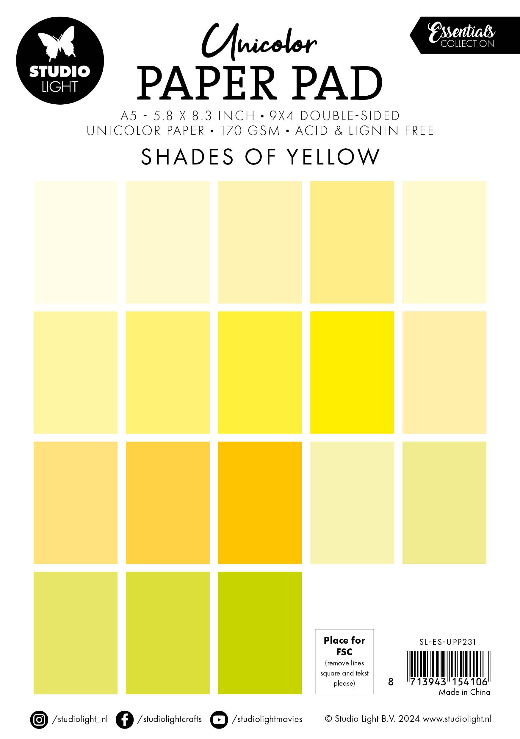 SL Unicolor Paper Pad Shades Of Yellow Essentials 36 SH