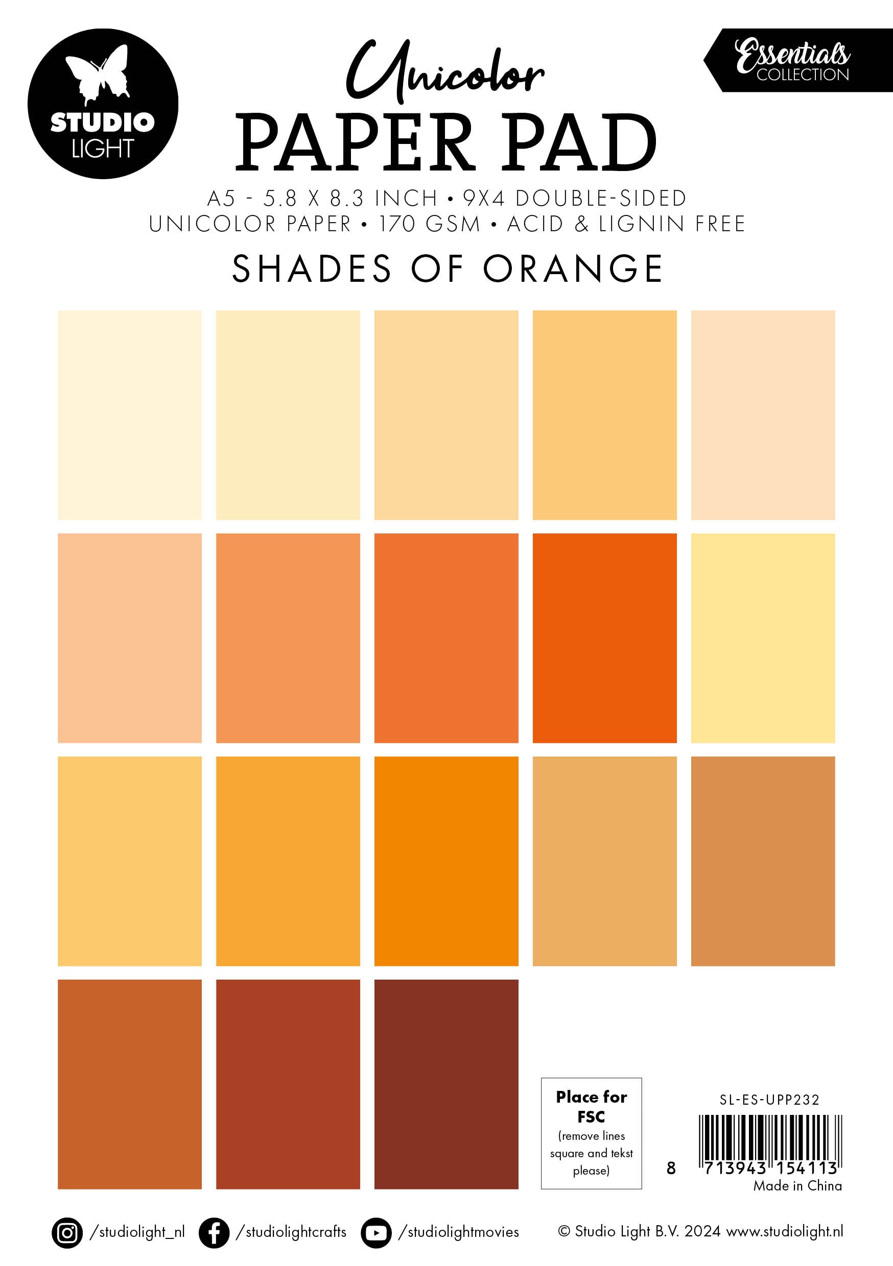 SL Unicolor Paper Pad Shades Of Orange Essentials 36 SH