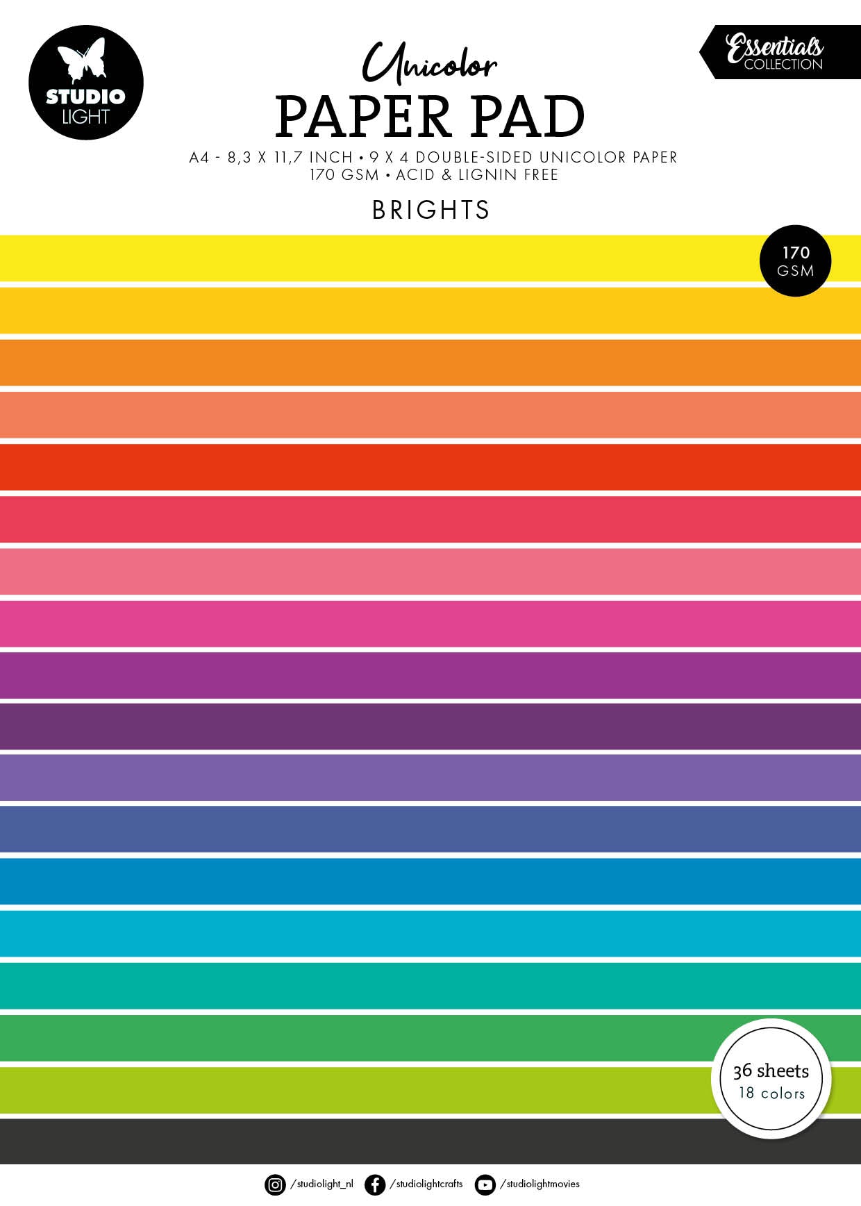 SL Unicolor Paper Pad Brights Tones Essentials 36 SH