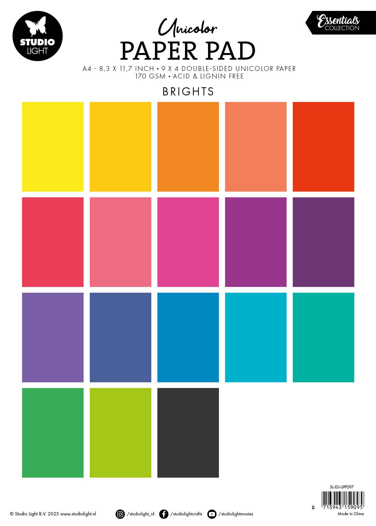 SL Unicolor Paper Pad Brights Tones Essentials 36 SH