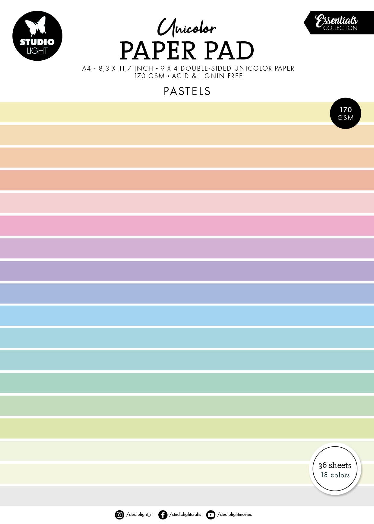 SL Unicolor Paper Pad Pastels Tones Essentials 36 SH