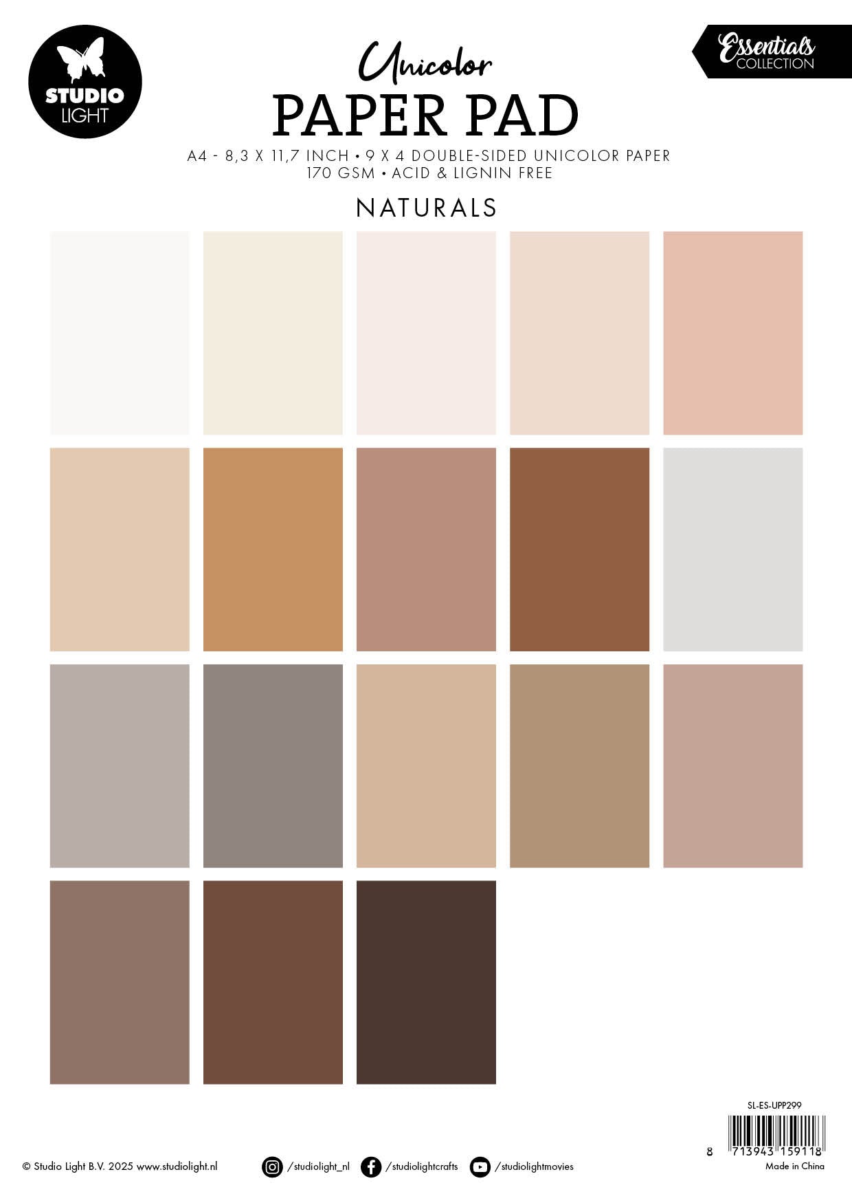 SL Unicolor Paper Pad Naturals Tones Essentials 36 SH