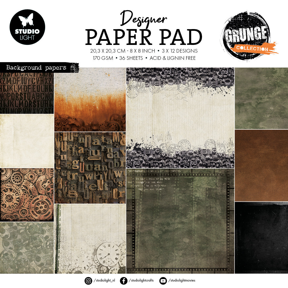 SL DieCut Paper Pad Background Papers Grunge Collection 36 SH