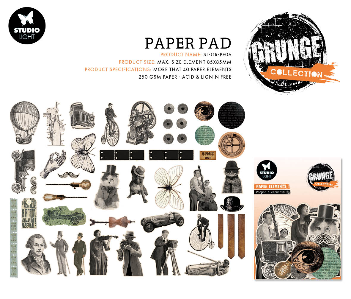 SL Paper Elements People & Elements Grunge Collection 75x75x1mm 47 PC nr.06