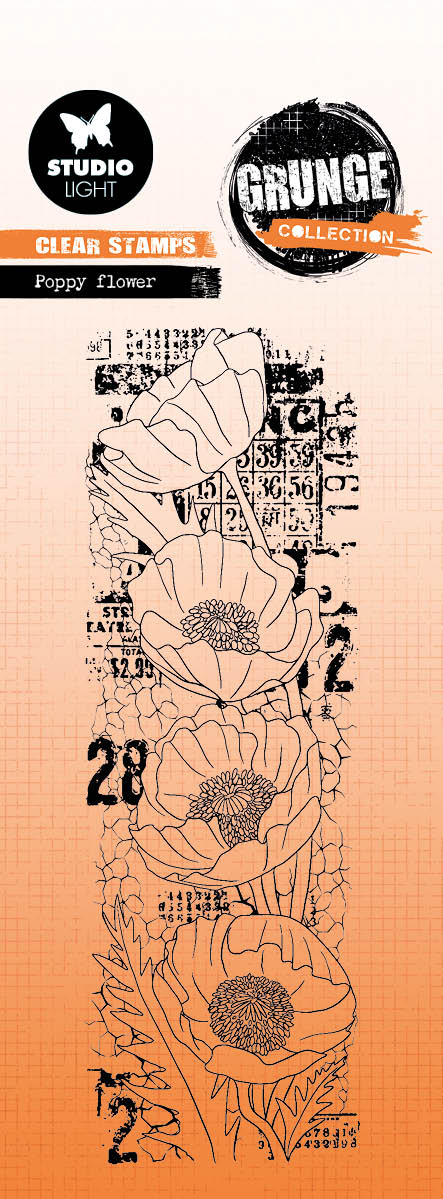 SL Clear Stamp Poppy Flower Grunge Collection 46.5x141x3mm 1 PC nr.443