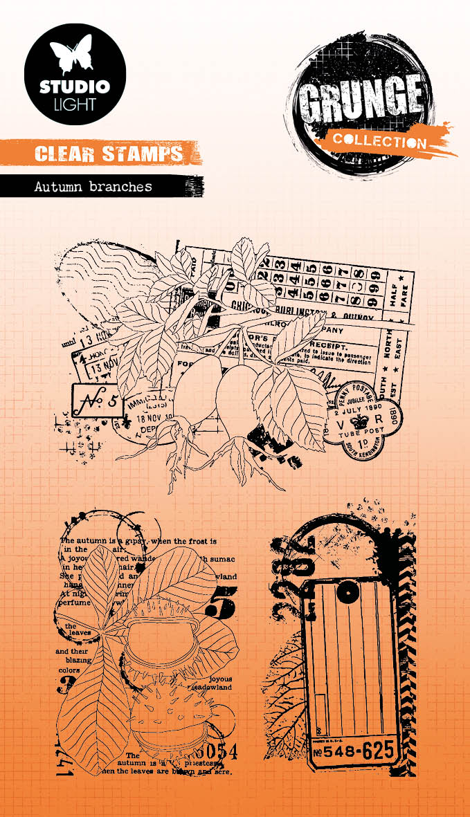 SL Clear Stamp Autumn Branches Grunge Collection 89x132x3mm 3 PC nr.449