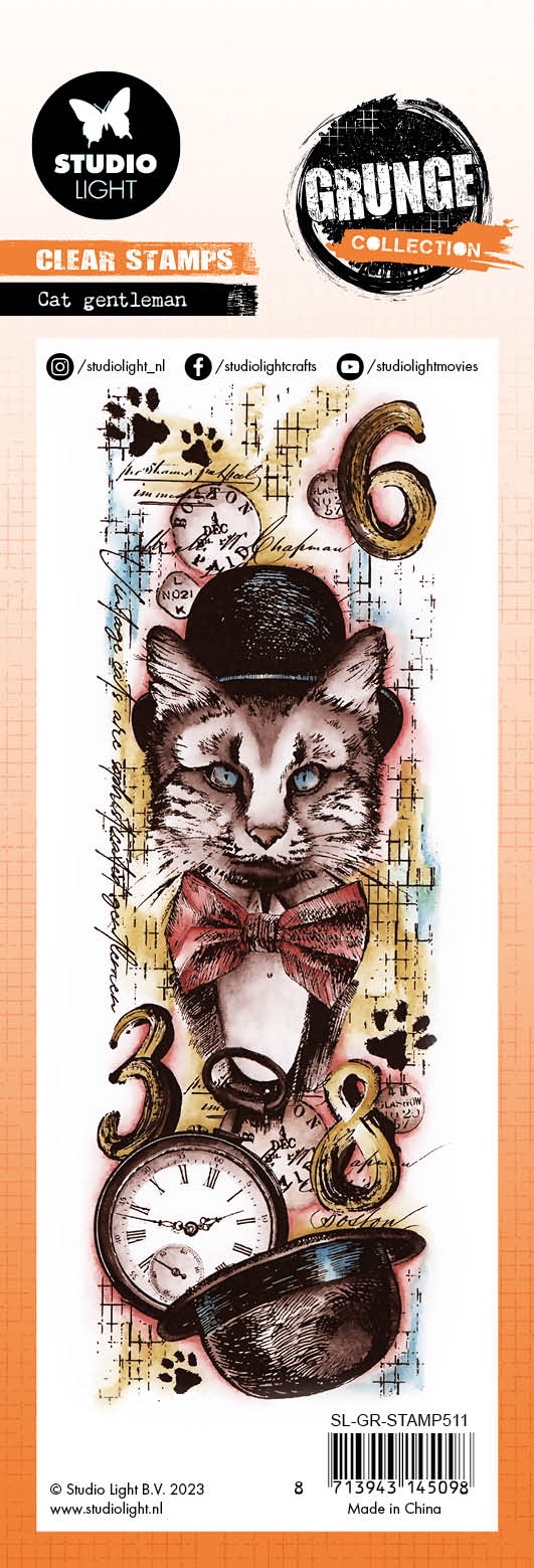 SL Clear Stamps Cat Gentleman Grunge Collection 68x203x3mm 1 PC nr.511