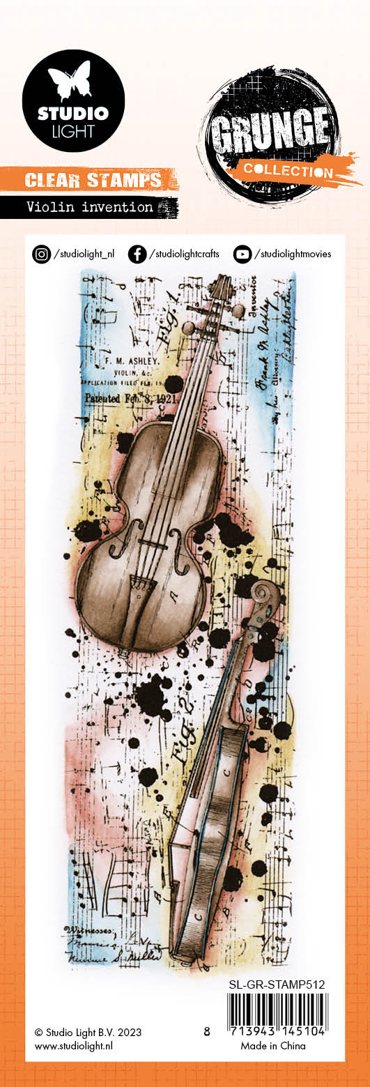 SL Clear Stamps Violin Invention Grunge Collection 68x202x3mm 1 PC nr.512