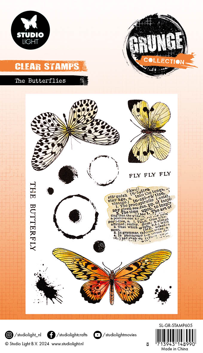 SL Clear Stamp The Butterflies Grunge Collection 14 PC