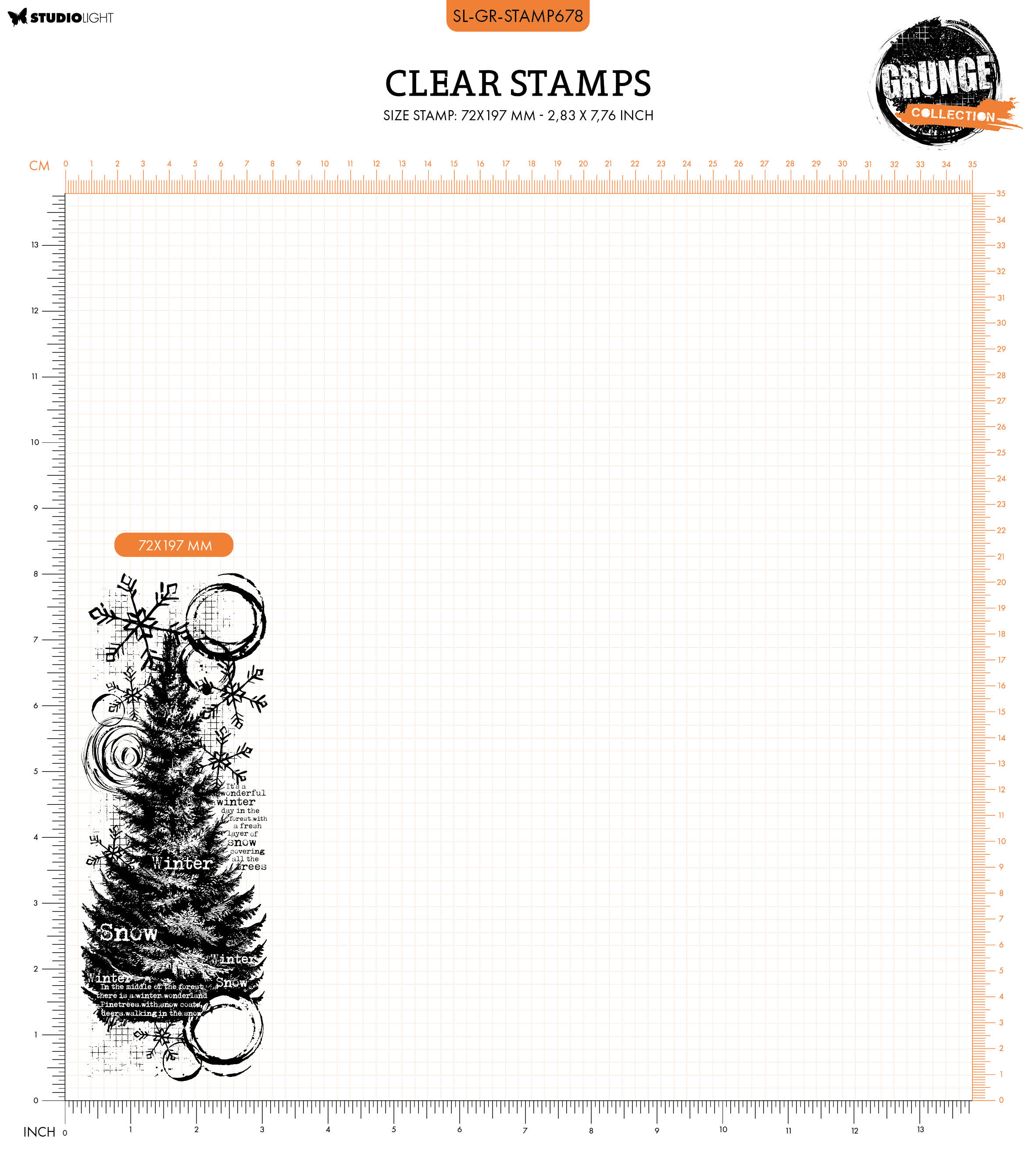 GR Clear Stamp Winter Pine Tree Grunge Collection 1 PC