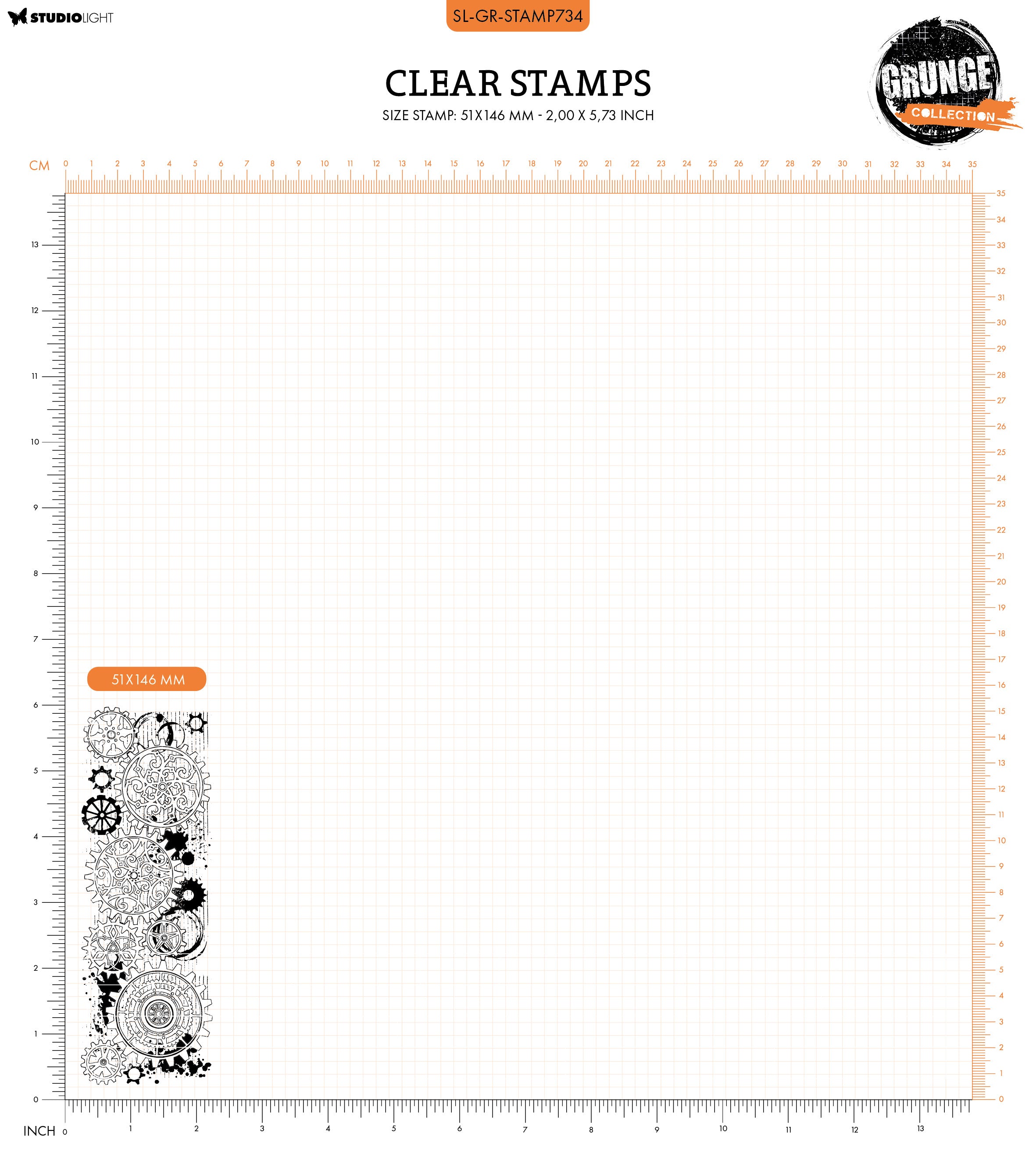 SL Clear Stamp Gear Background Grunge Collection 1 PC