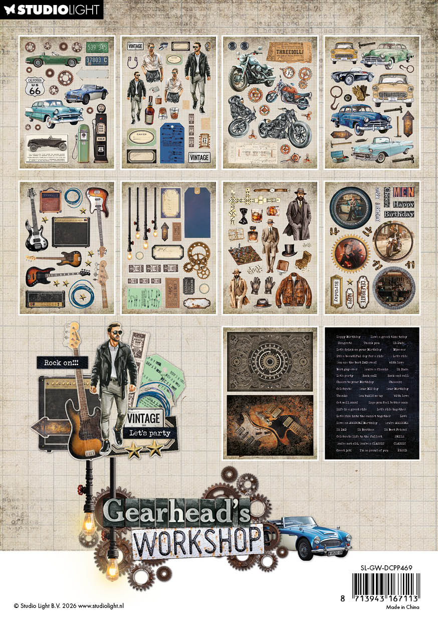 SL Die-Cut Paper Pad Die-Cut Elements Gearhead's Workshop 20 Sheets