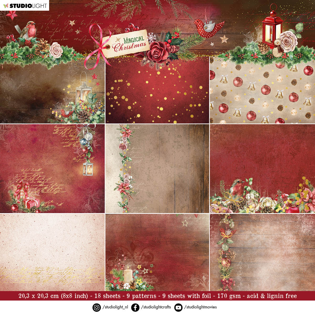 SL Paper Pad Backgrounds Magical Christmas 203x203x5mm 18 SH nr.102