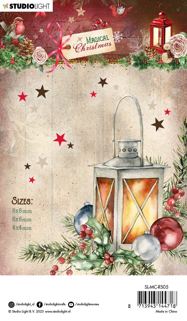 SL Self-Adhesive Rhinestones Stars 3 Colors Magical Christmas 105x148x3mm 168 PC nr.05