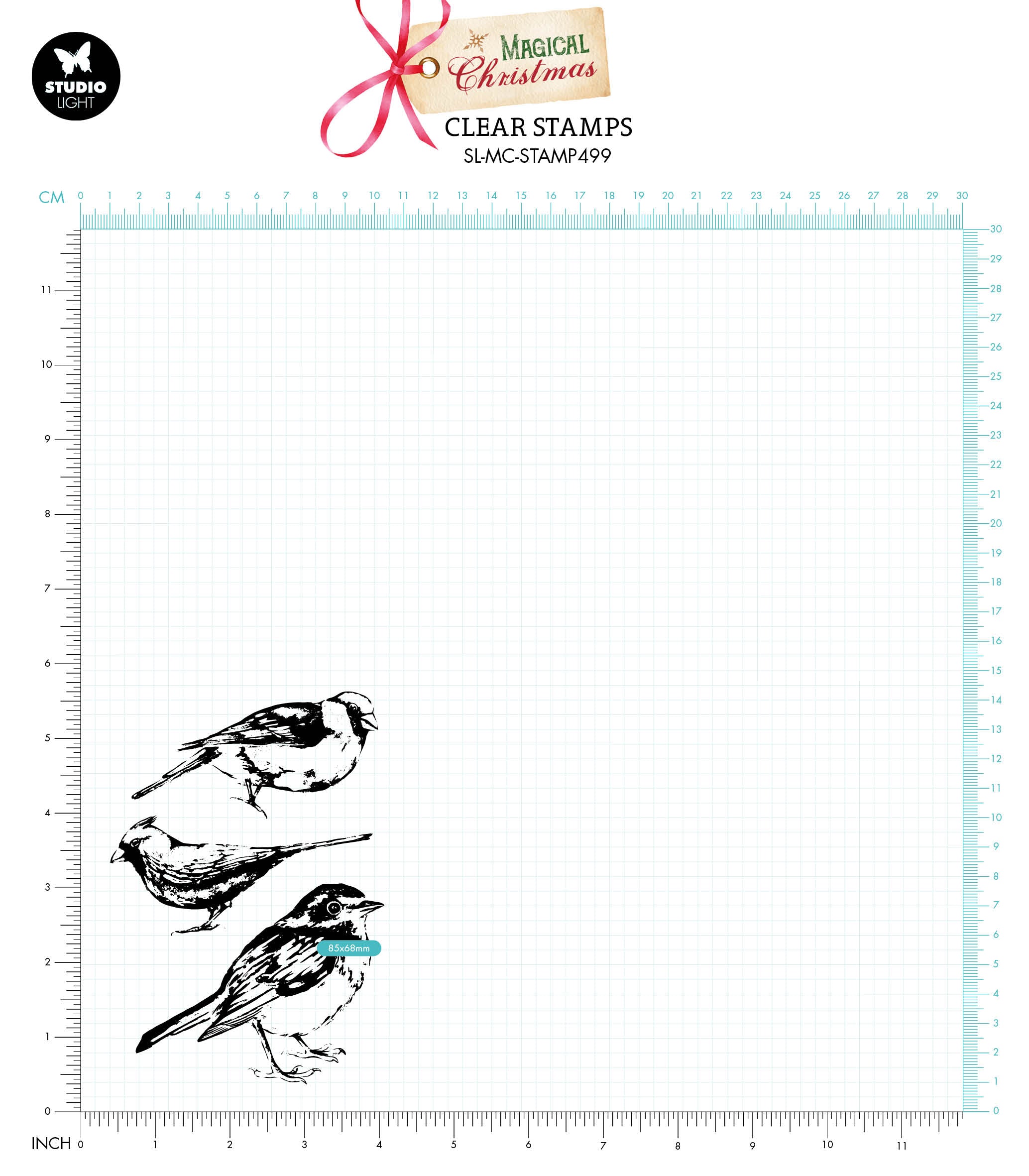 SL Clear Stamp Birds Magical Christmas 93x134x3mm 3 PC nr.499