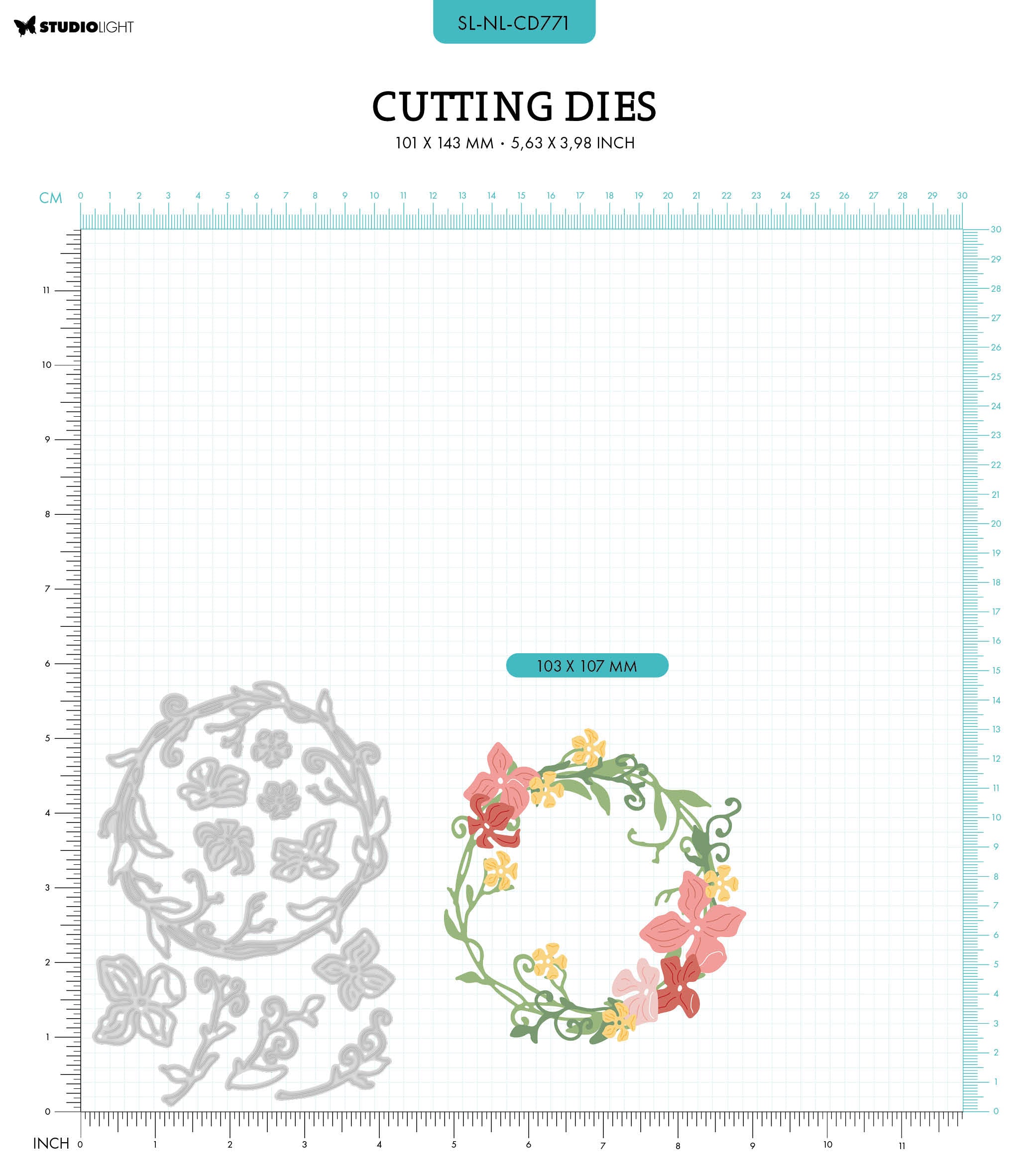 SL Cutting Dies Floral Wreath Nature Lover 101x143x1mm 11 PC nr.771