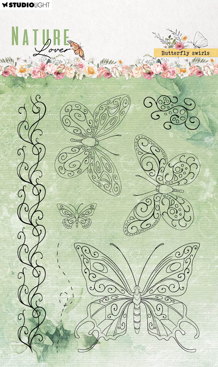 SL Clear Stamps Butterfly Swirls Nature Lover 99x139x3mm 7 PC nr.591