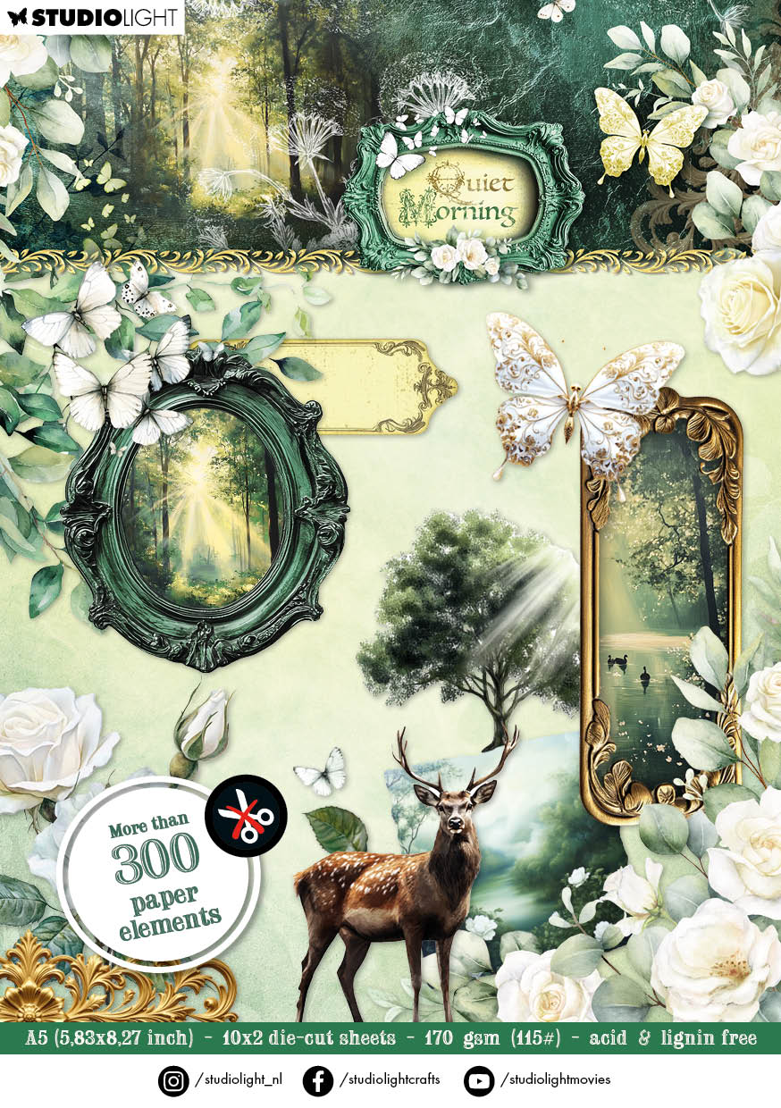 SL Die-Cut Paper Pad Embellishments Quiet Morning 148x210x5mm 20 Sheets