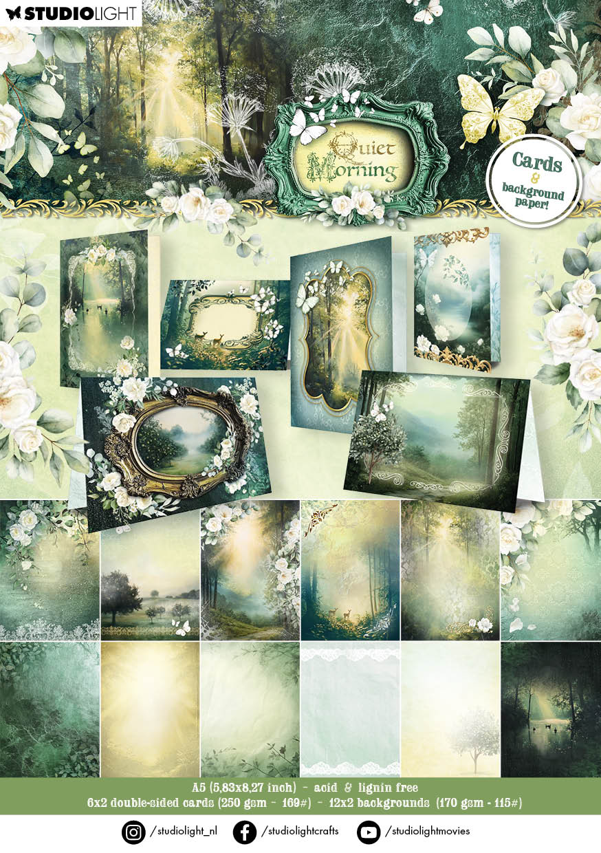 SL Designer Paper Pad Cards & Backgrounds Quiet Morning 148x210x11mm 36 Sheets