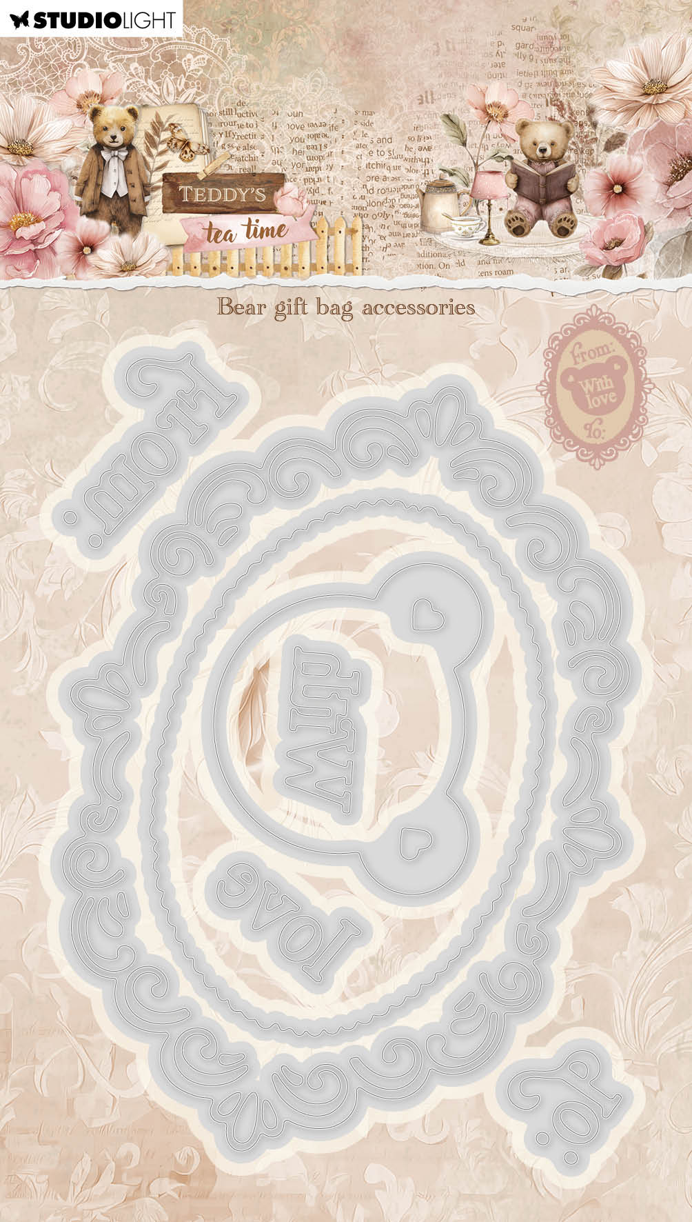 SL Cutting Die Bear Gift Bag Accessories Teddy's Tea Time 7 Pieces