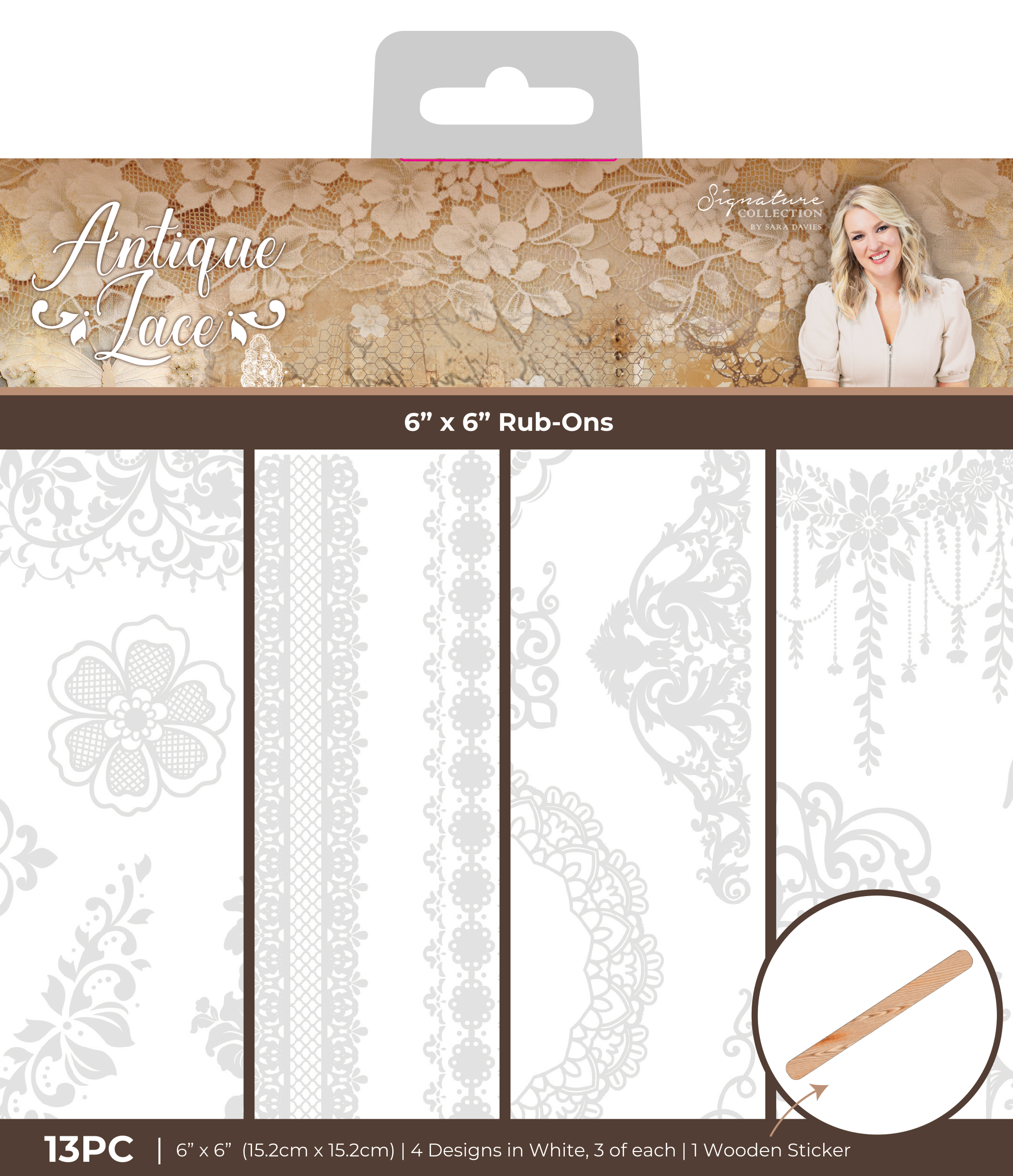 Sara Signature Antique Lace - 6" x 6" Embellishment Rub Ons