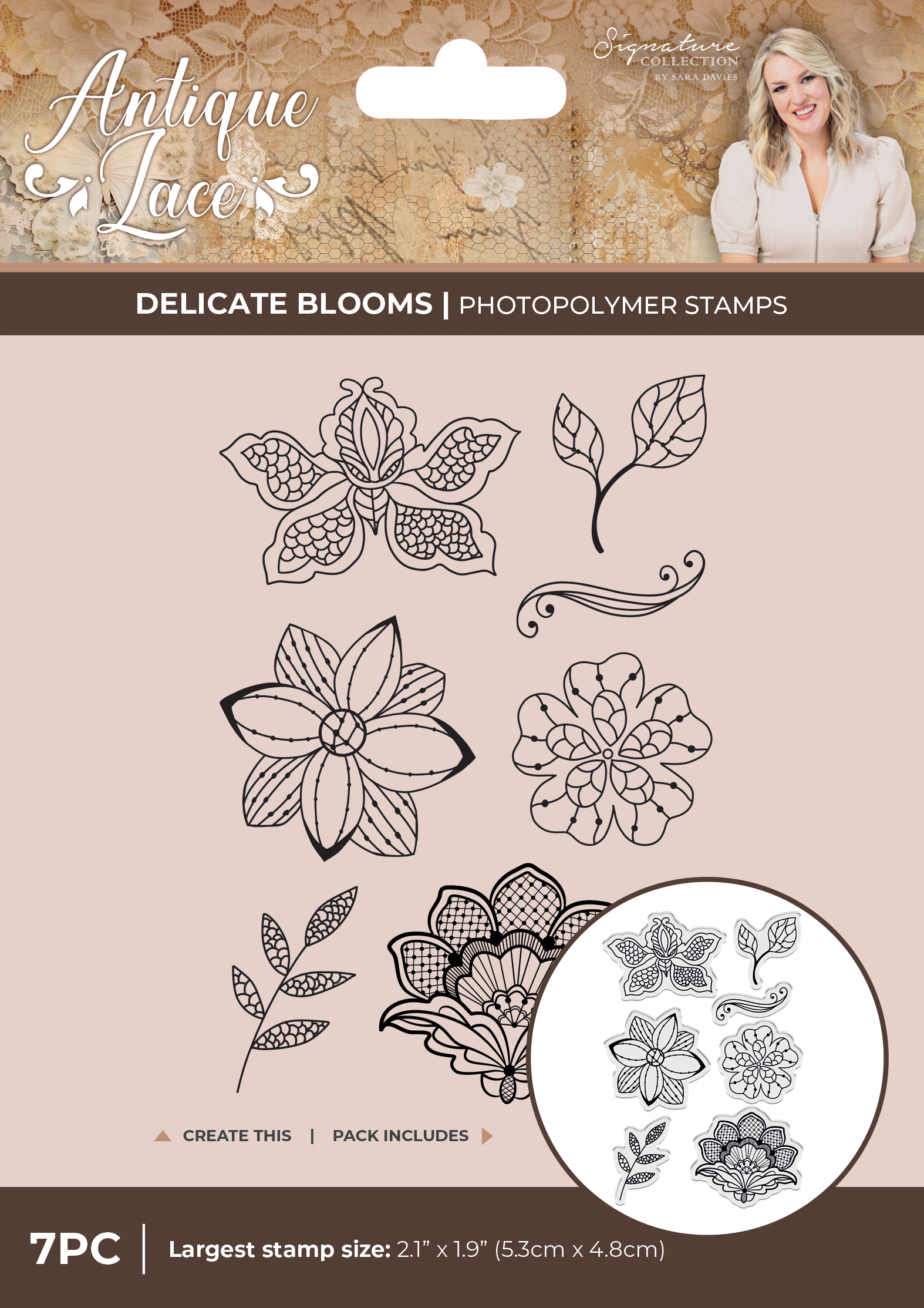 Sara Signature Antique Lace - Floral Lace Stamp Set