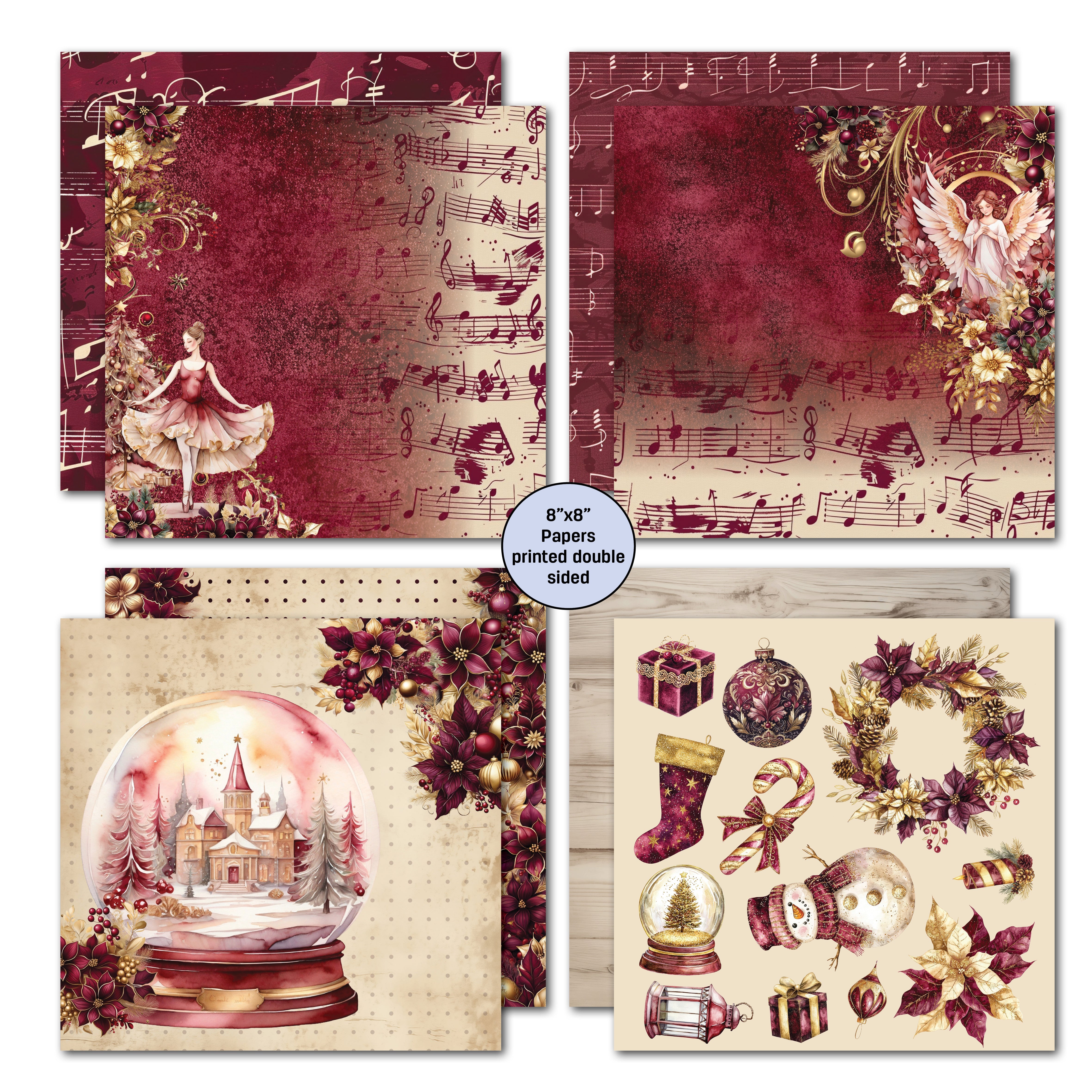 3Quarter Designs Sugarplum Wreath 8x8 Paper Pack