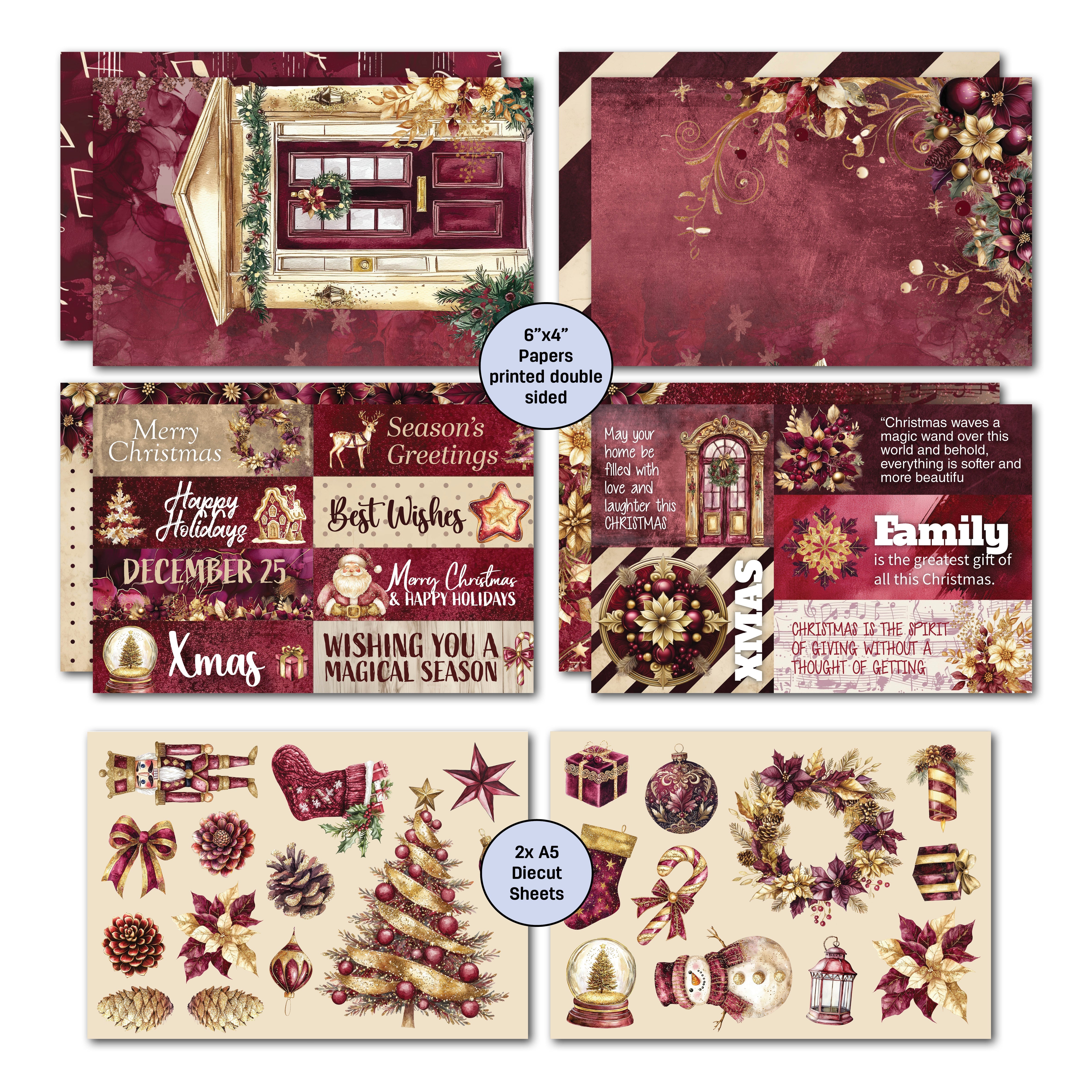 3Quarter Designs Sugarplum Wreath  6x4 Card Pack