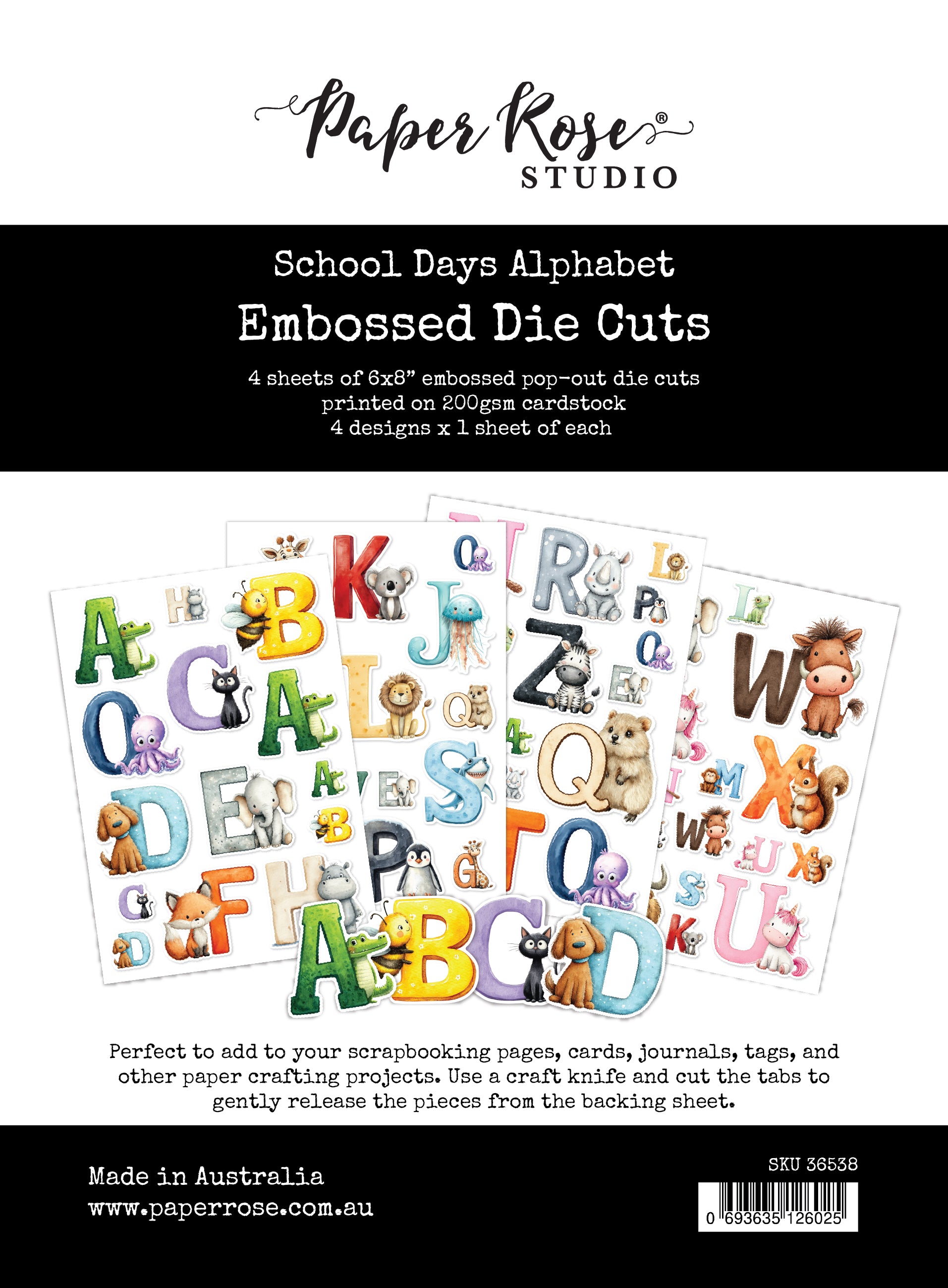 School Days Alphabet 6x8" Embossed Die Cuts 36538