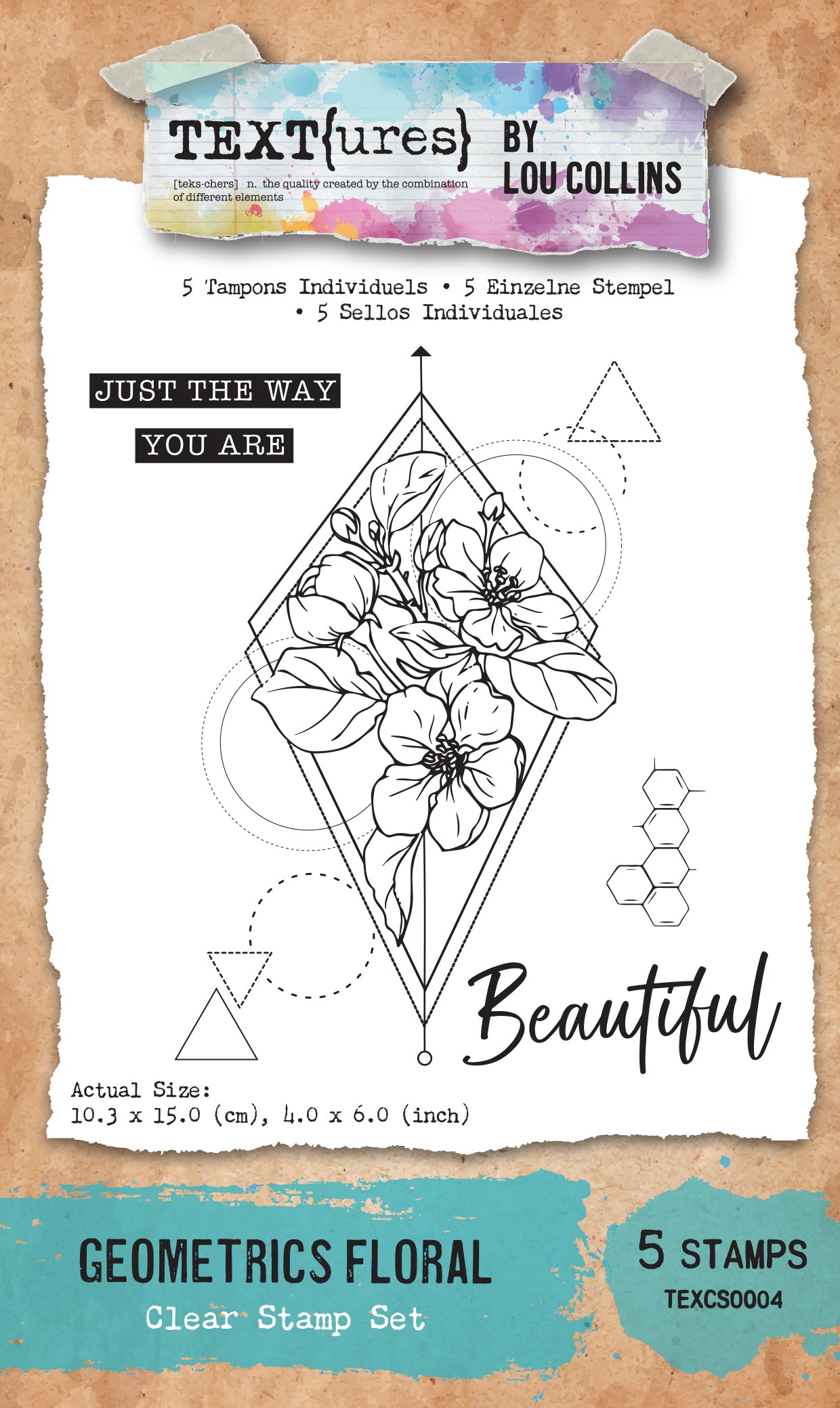TEXT{ures} Geometrics Floral 4in x 6in Clear Stamp Set