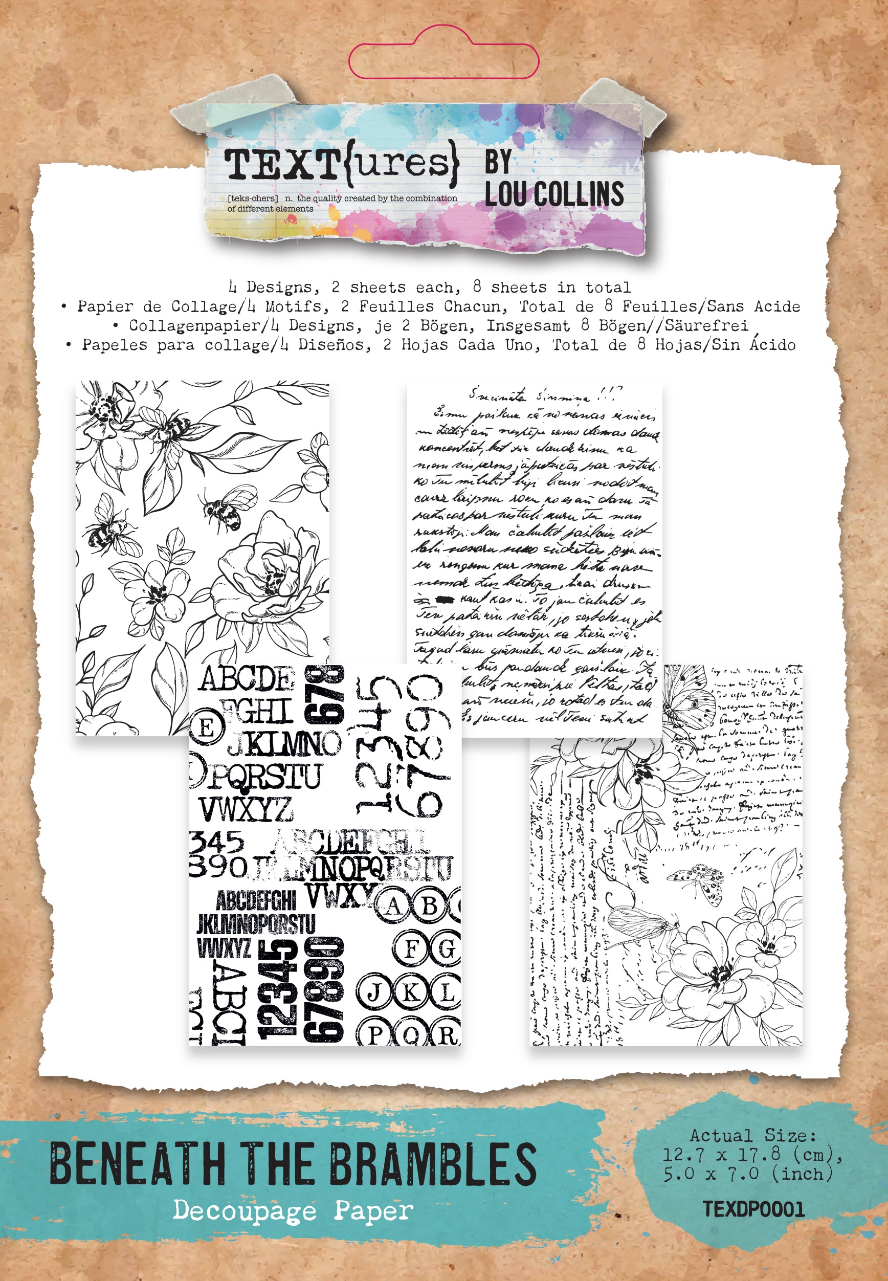 TEXT{ures} Beneath the Brambles 5in x 7in Decoupage Paper