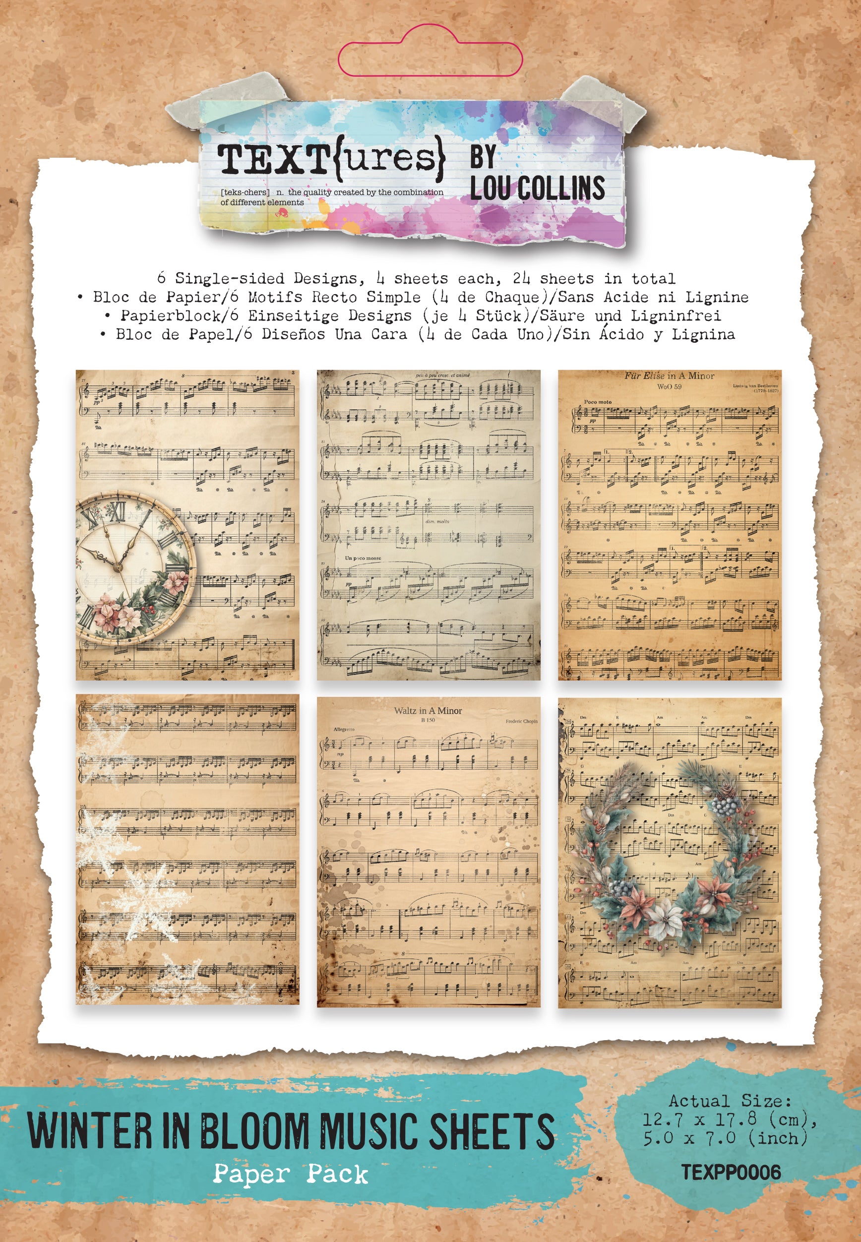 TEXT{ures} Winter in Bloom Music Sheets 5in x 7in Paper Pack