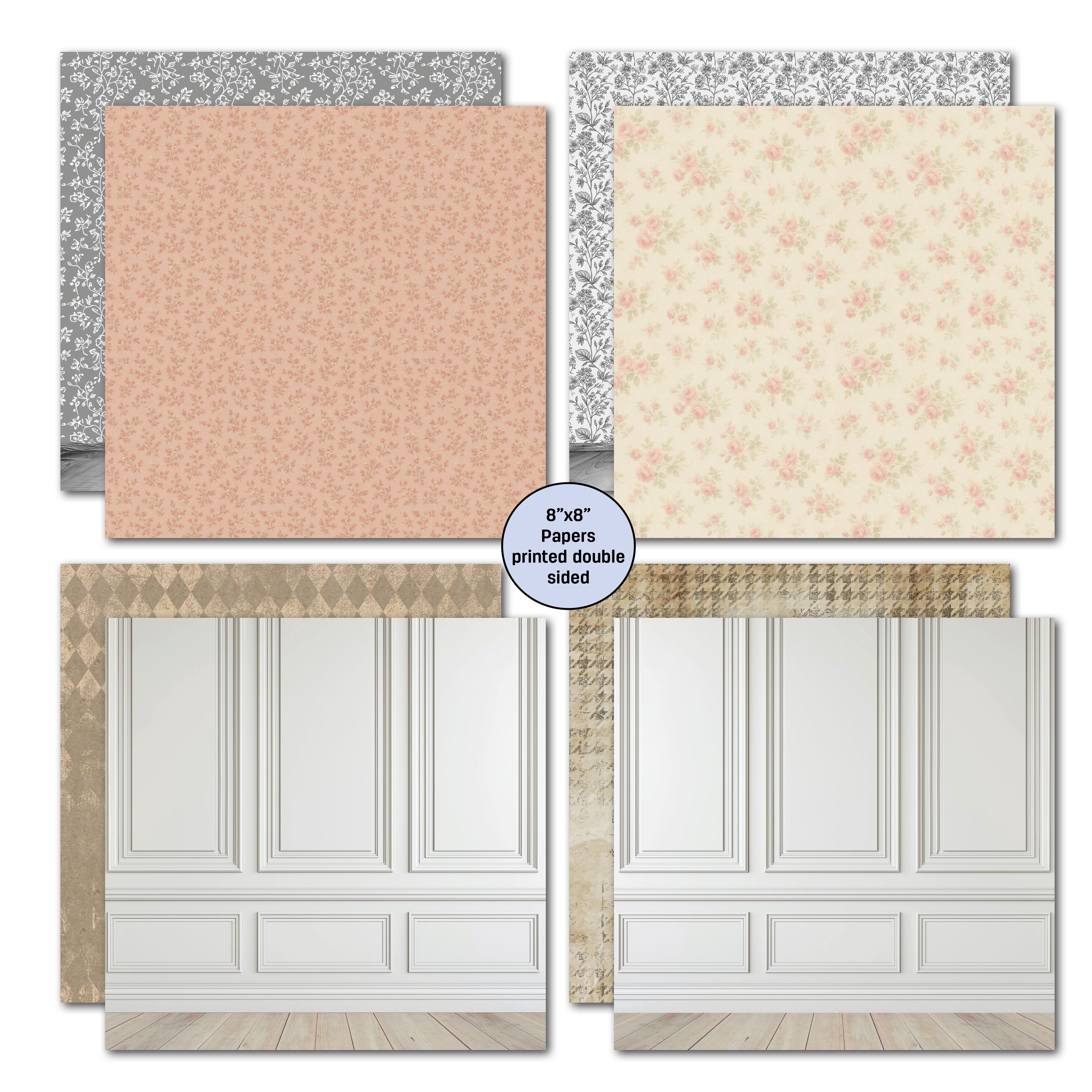3Quarter Designs Timeless Gallery 8x8 Paper Pack & Diecuts Set