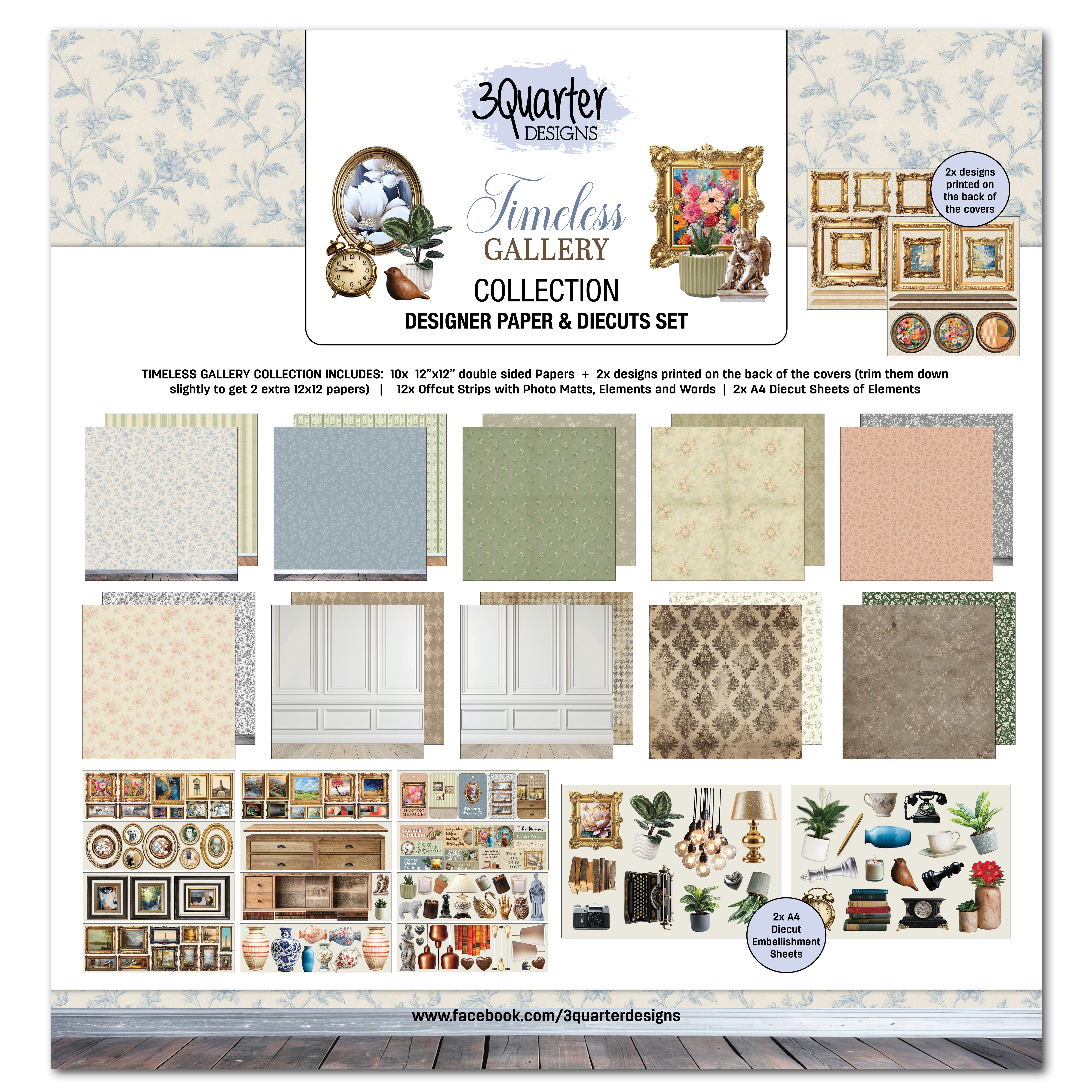 3Quarter Designs Timeless Gallery 12x12 Designer Paper & Diecuts Set