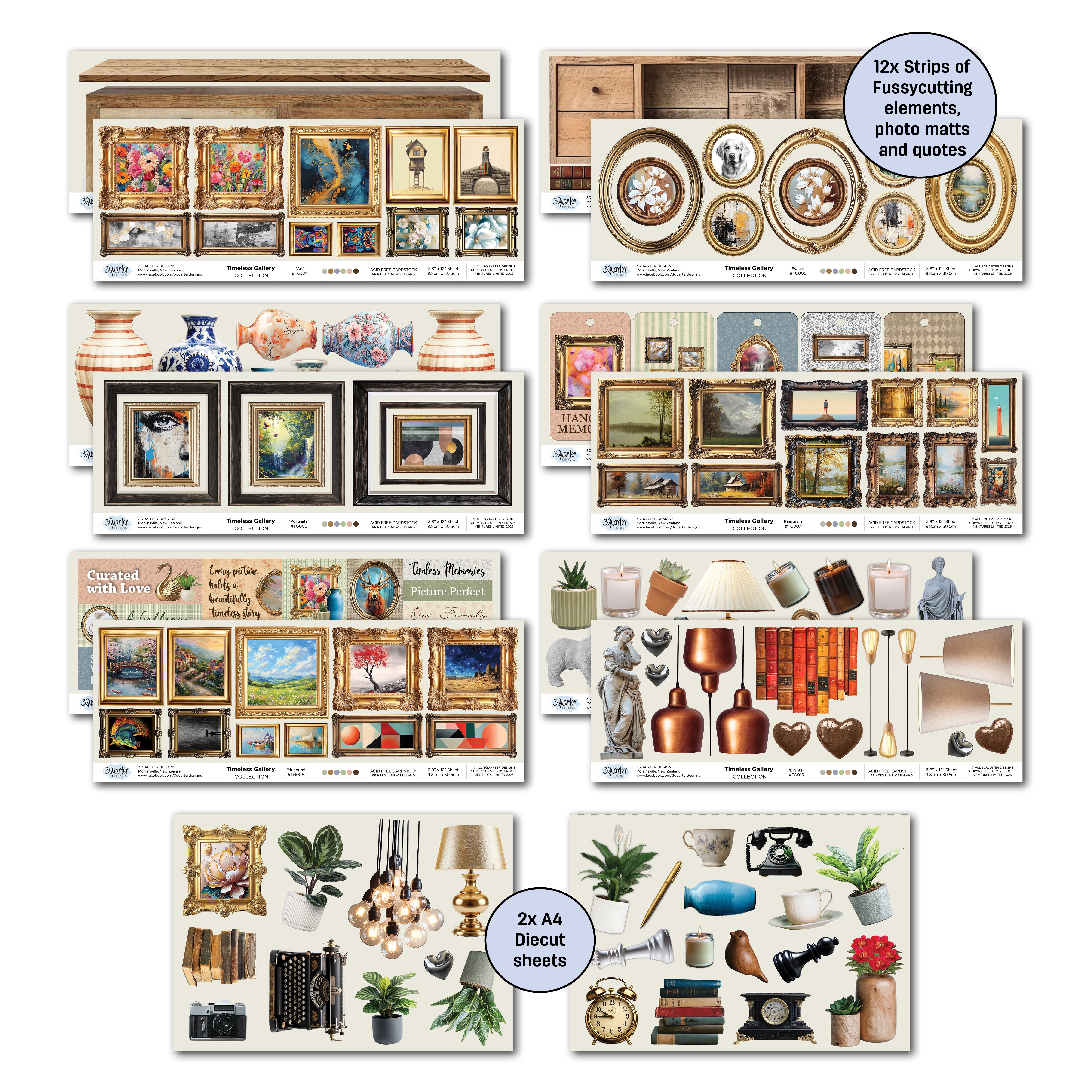 3Quarter Designs Timeless Gallery 12x12 Designer Paper & Diecuts Set