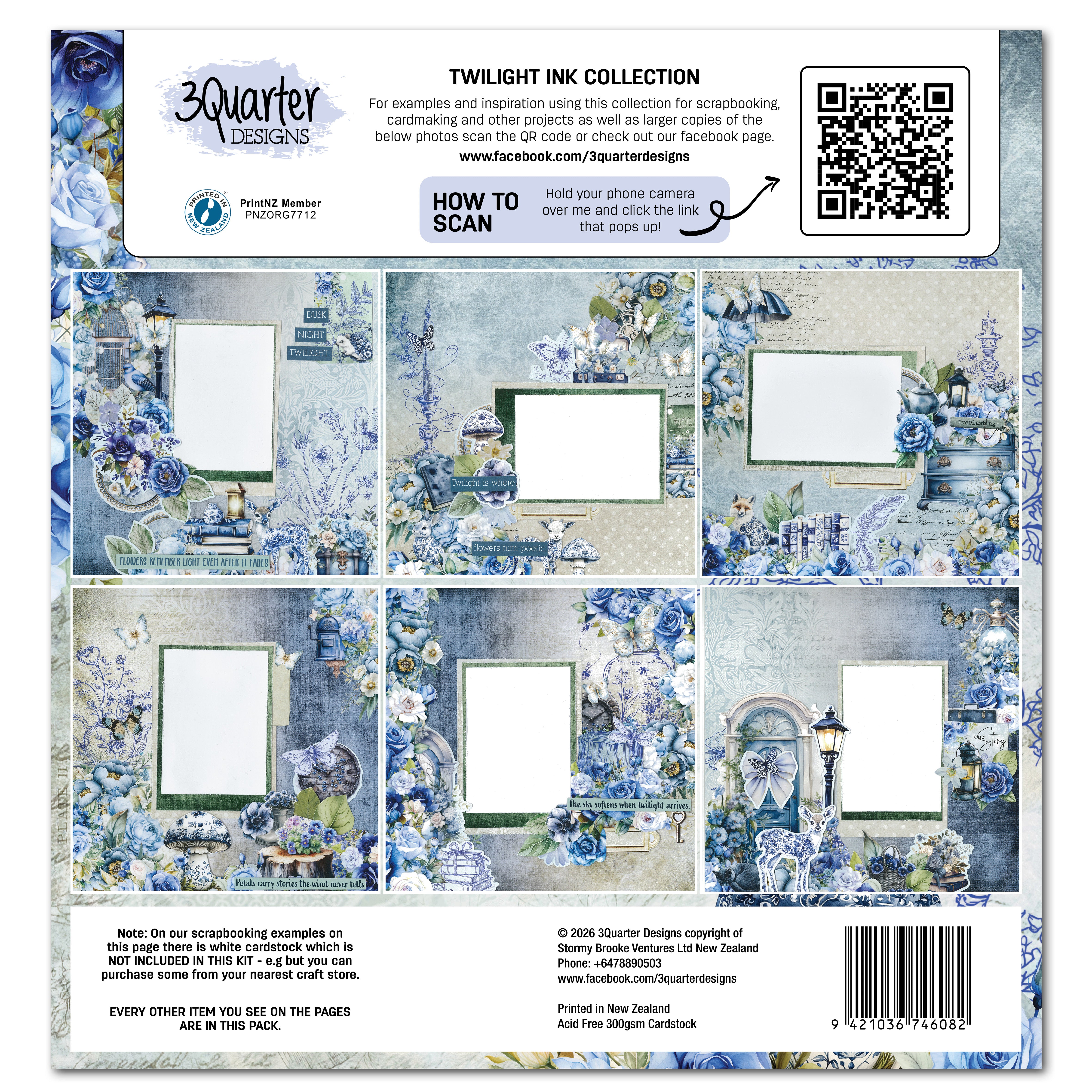 3Quarter Designs Twilight Ink 12x12 Design Paper & Diecuts Set