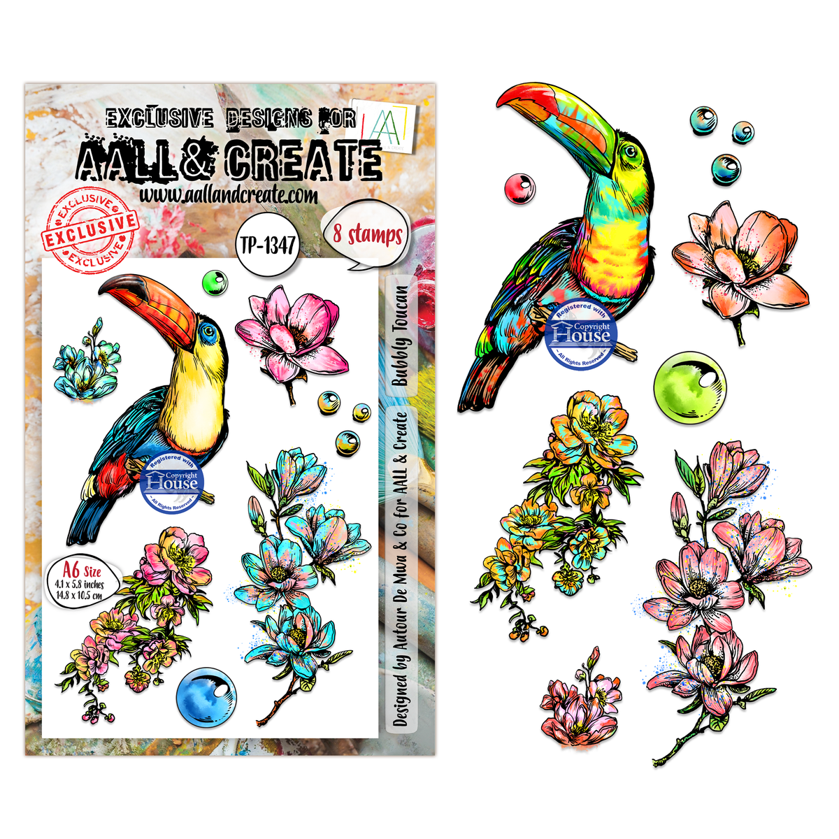 AALL and Create - A6 Stamp Set - Bubbly Toucan