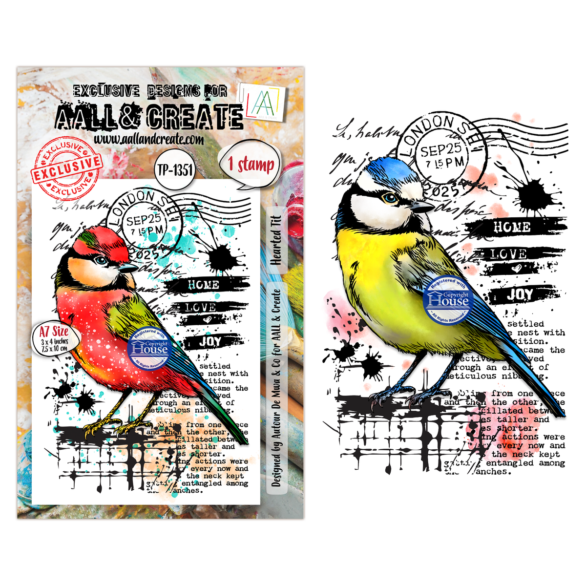 AALL and Create - A7 Stamp Set - Hearted Tit