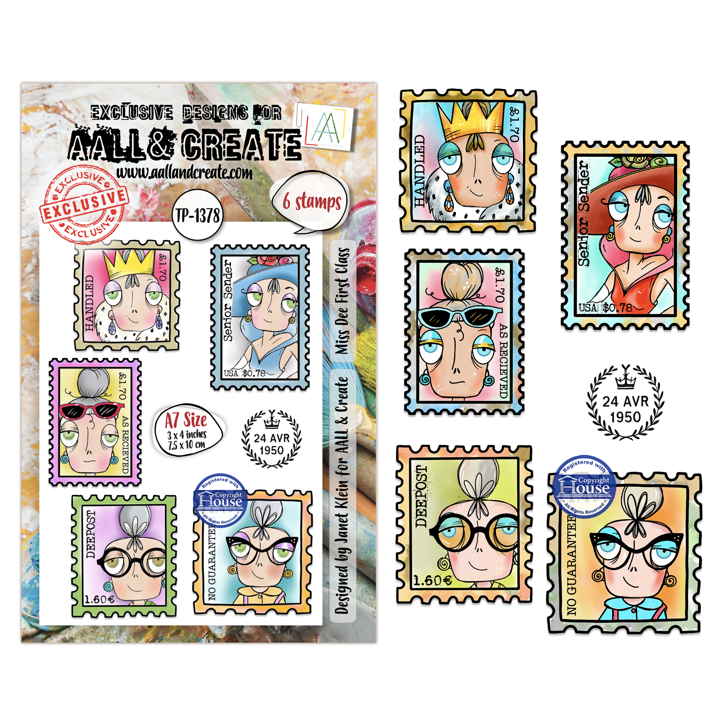AALL and Create - A7 - Stamp Sets - Miss Dee First Class
