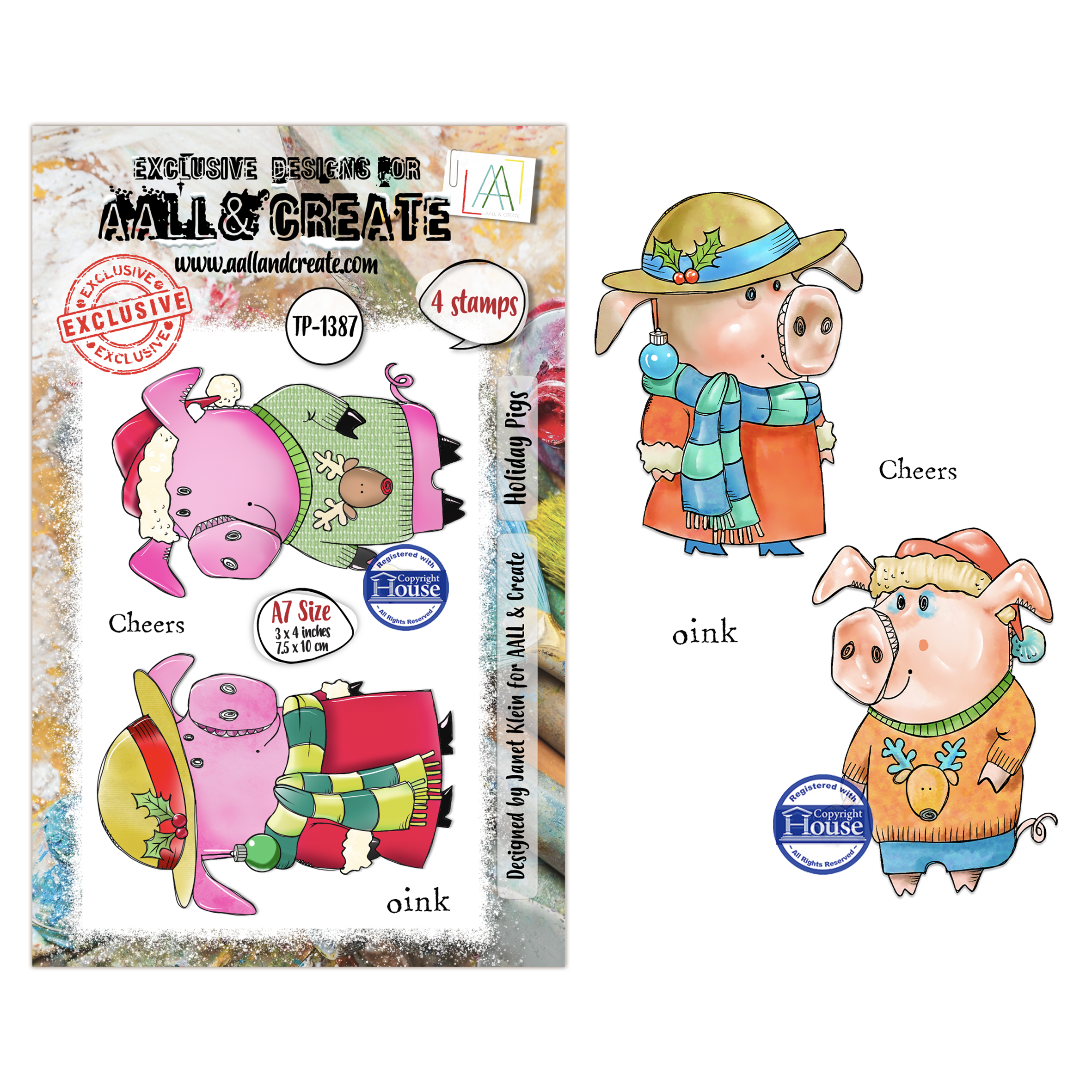 AALL and Create - A7 Stamp Set - Holiday Pigs