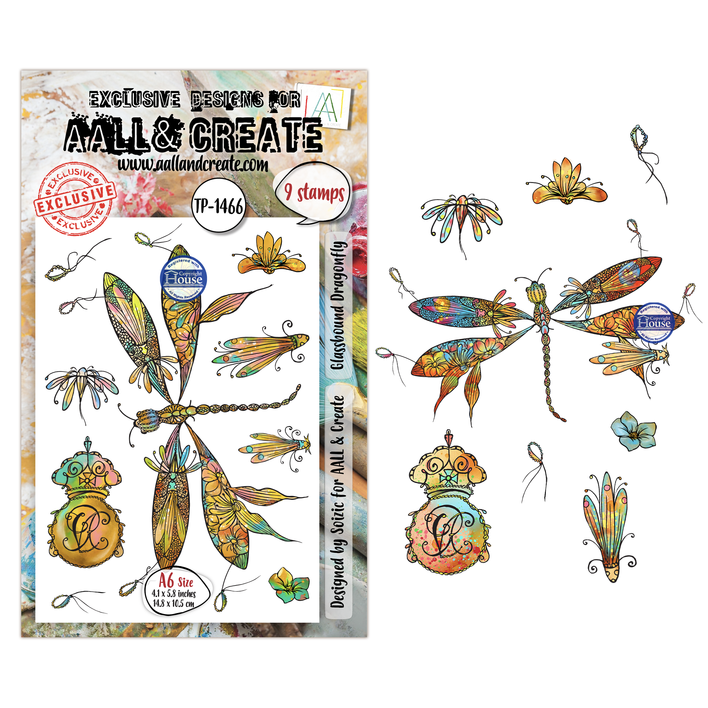 AALL and Create - A6 - Stamp Set - Glassbound Dragonfly