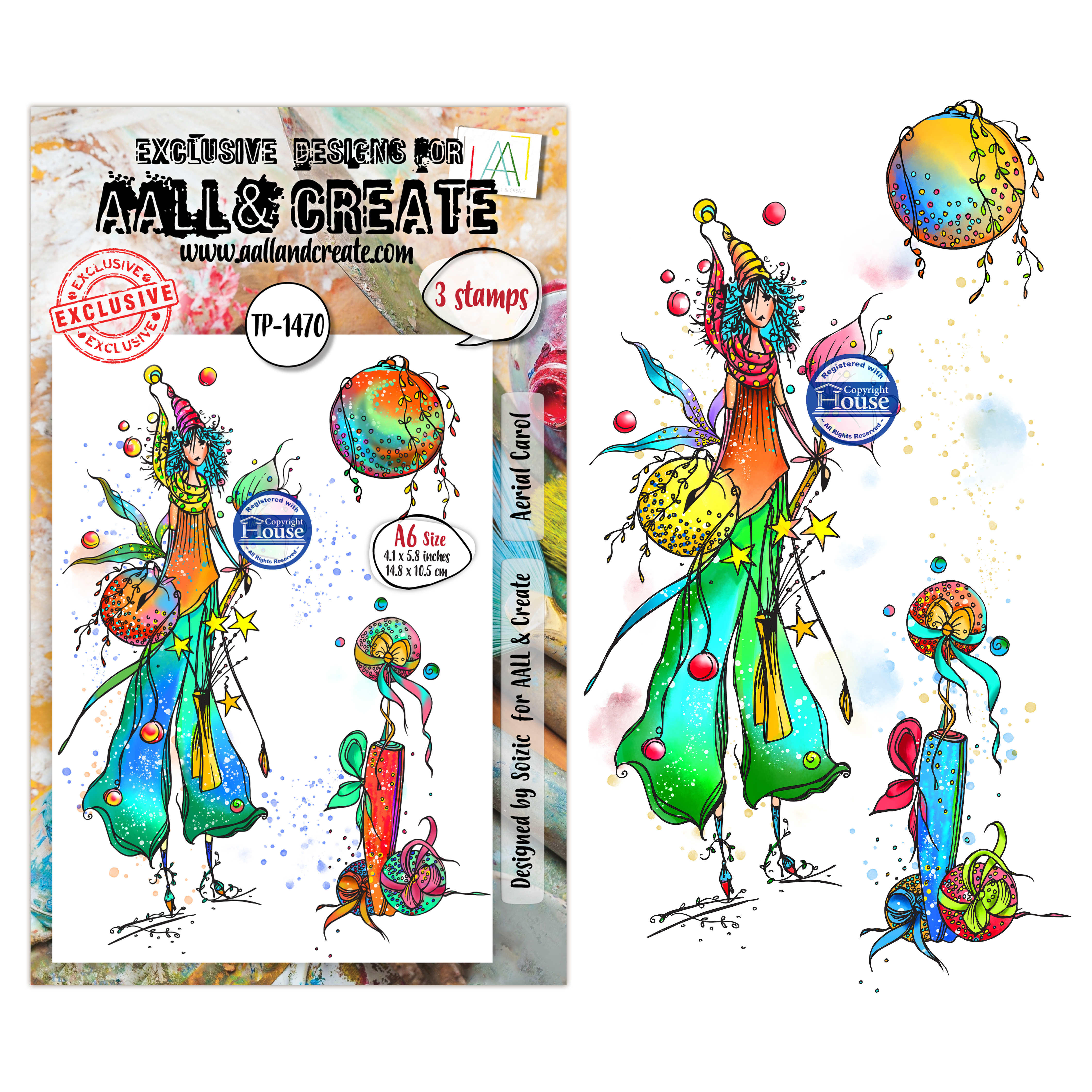 AALL and Create - A6 Stamp Set - Aerial Carol