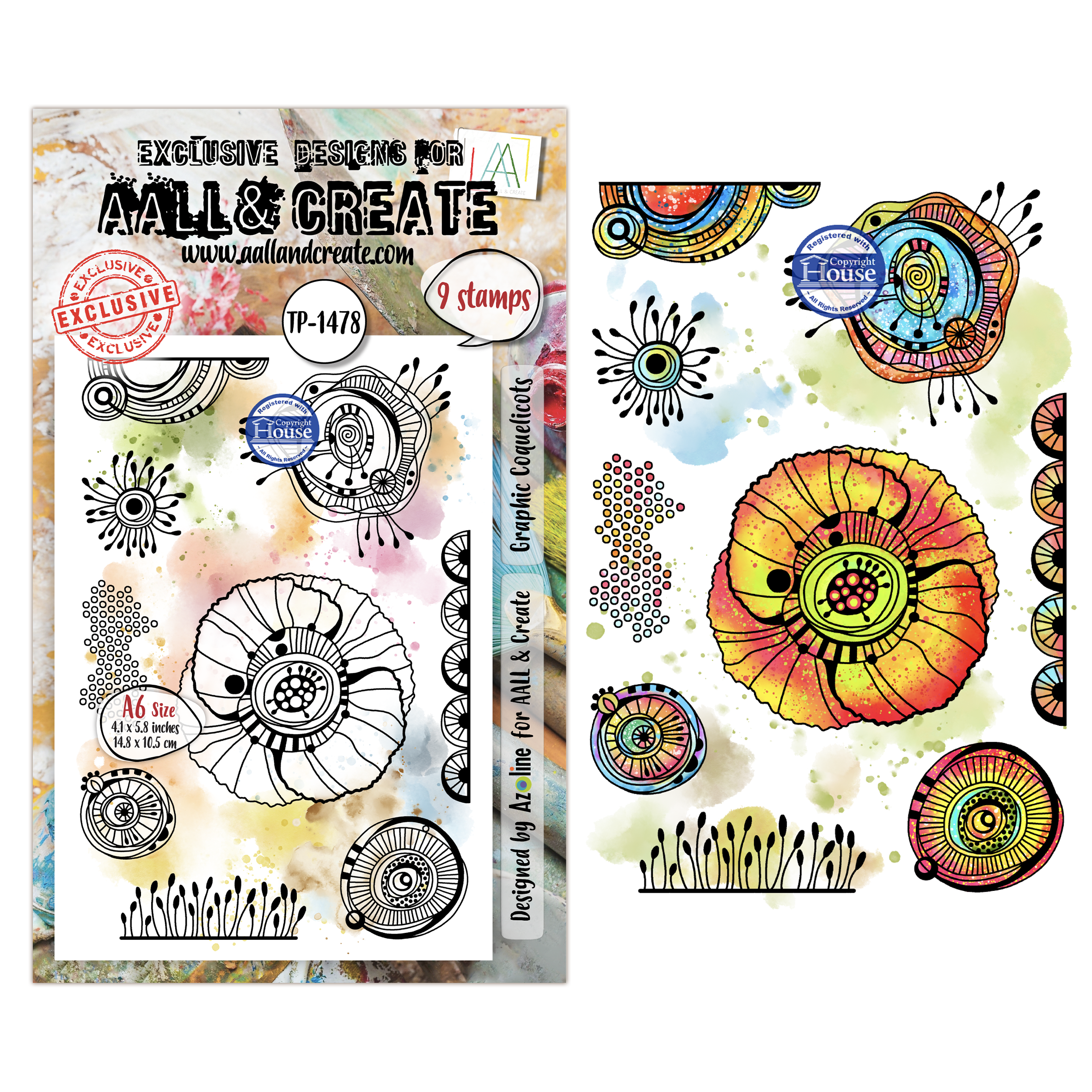 AALL and Create - A6 - Stamp Set - Graphic Coquelicots