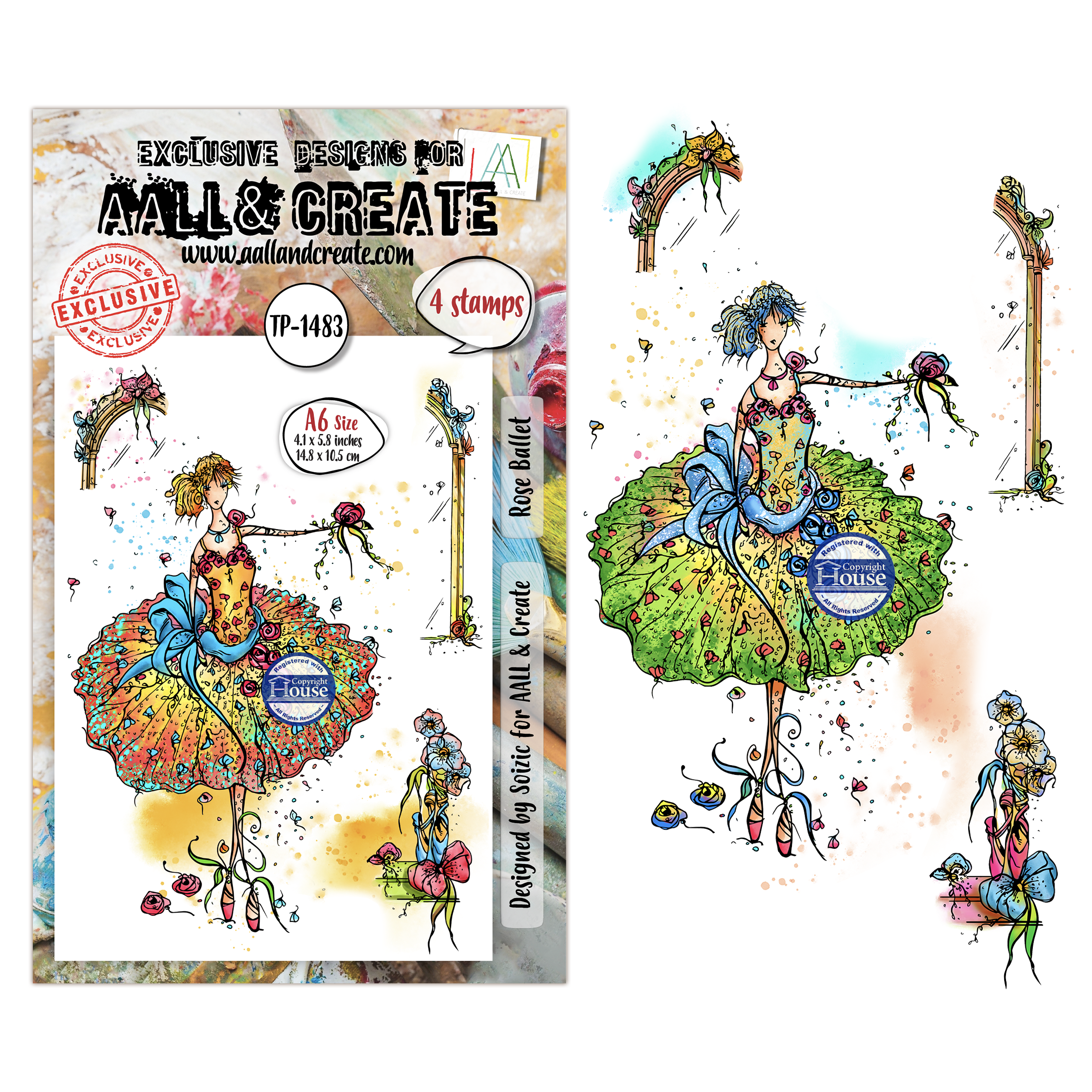 AALL and Create - A6 - Stamp Set - Rose Ballet