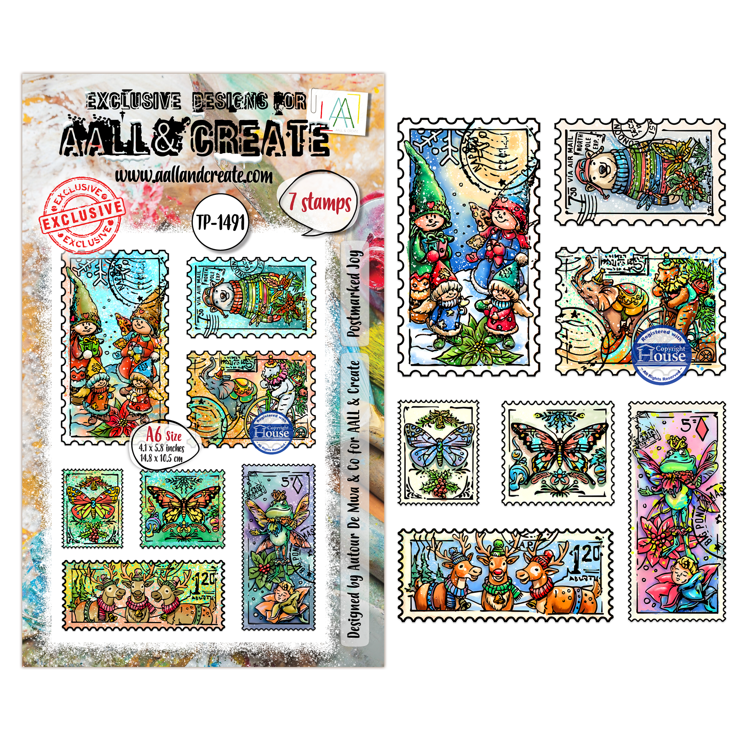 AALL and Create - A6 Stamp Set - Postmarked Joy