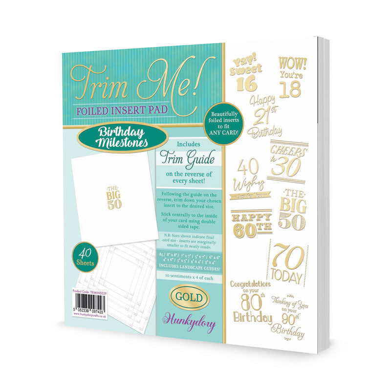 Trim Me! Foiled Insert Pad - Birthday Milestones - Gold