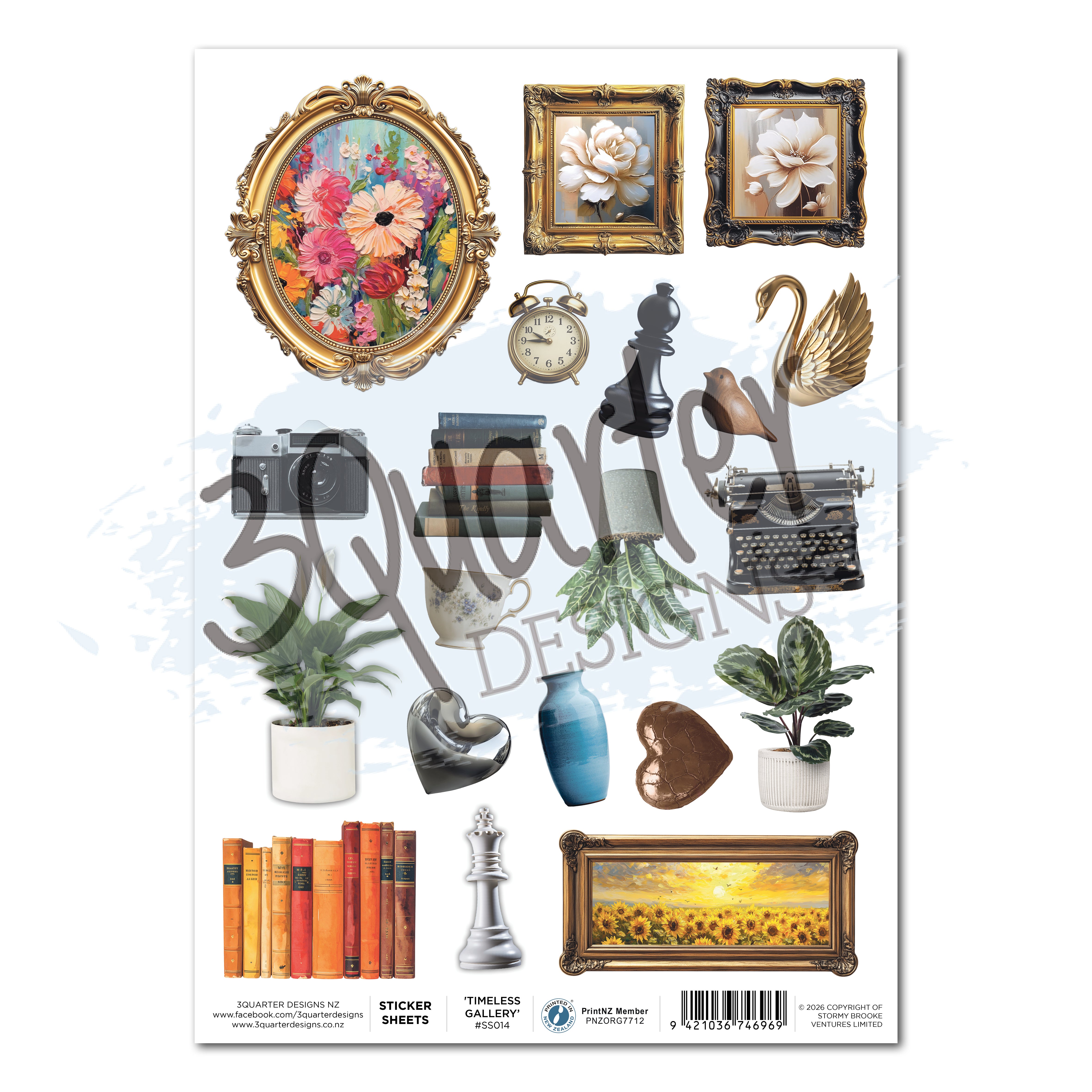 3Quarter Designs Timeless Gallery - A4 Sticker Sheet - 3 Sheets