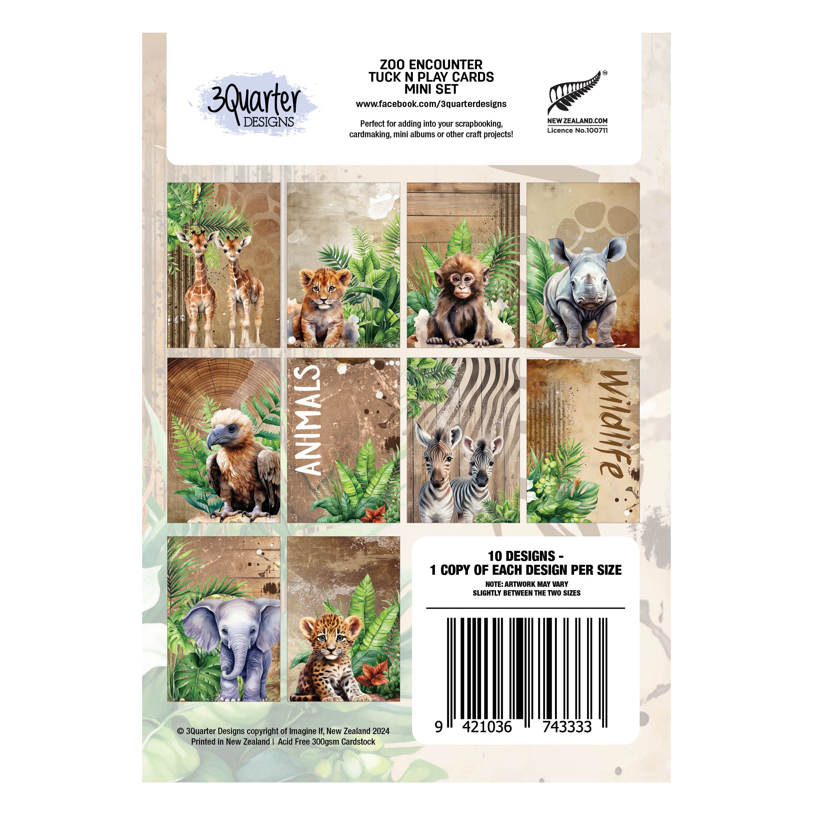 3Quarter Designs Zoo Encounter Tuck N Play Cards Mini Set