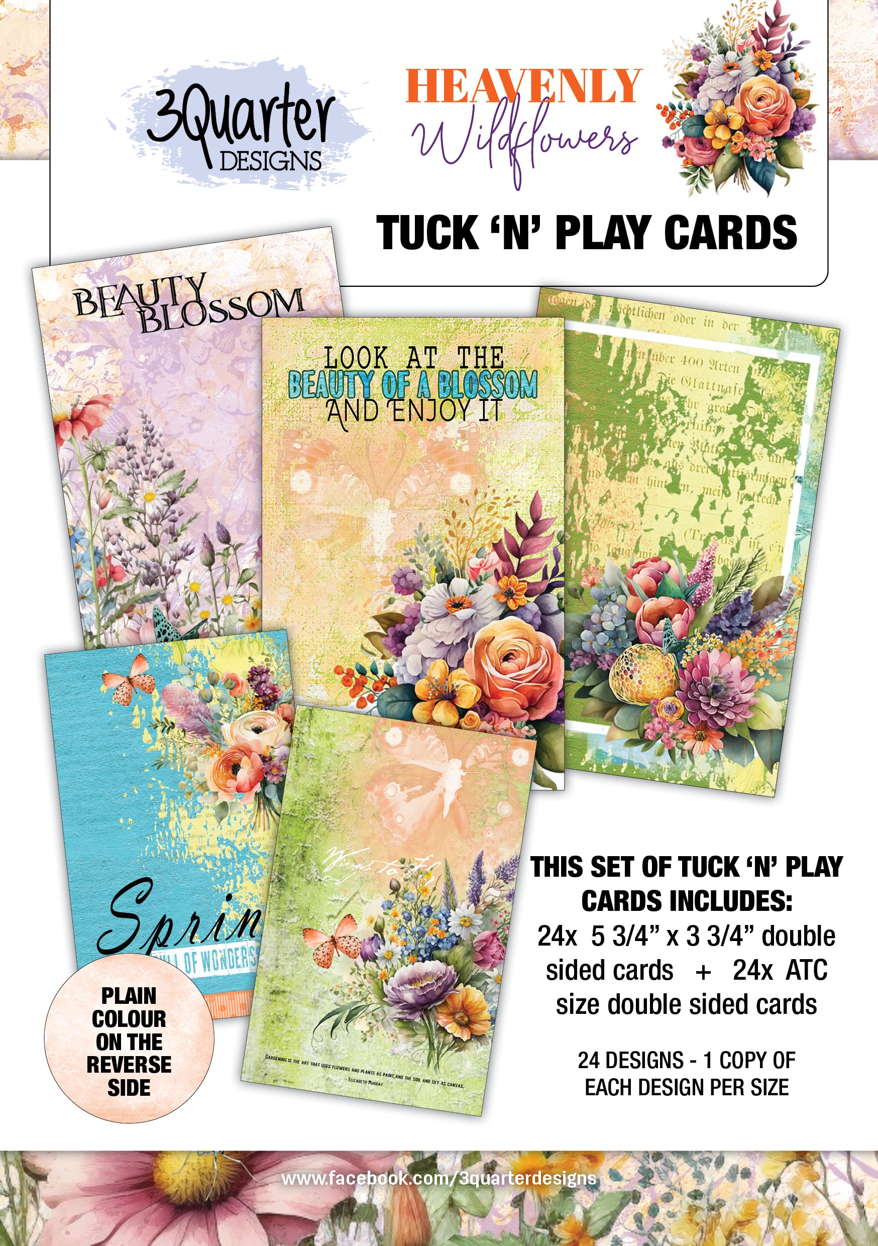 3Quarter Designs Heavenly Wildflowers - Tuck N Play Cards
