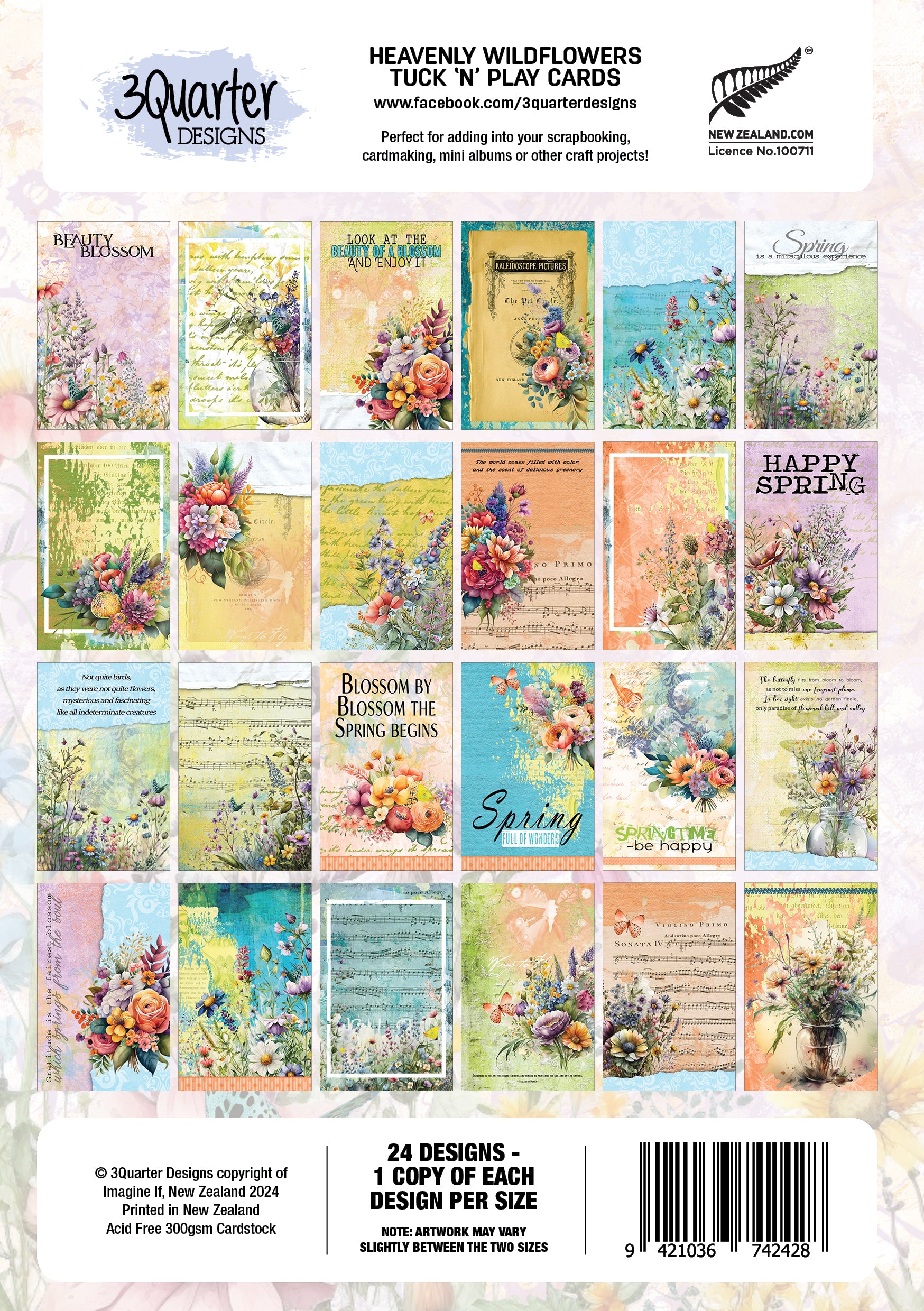 3Quarter Designs Heavenly Wildflowers - Tuck N Play Cards
